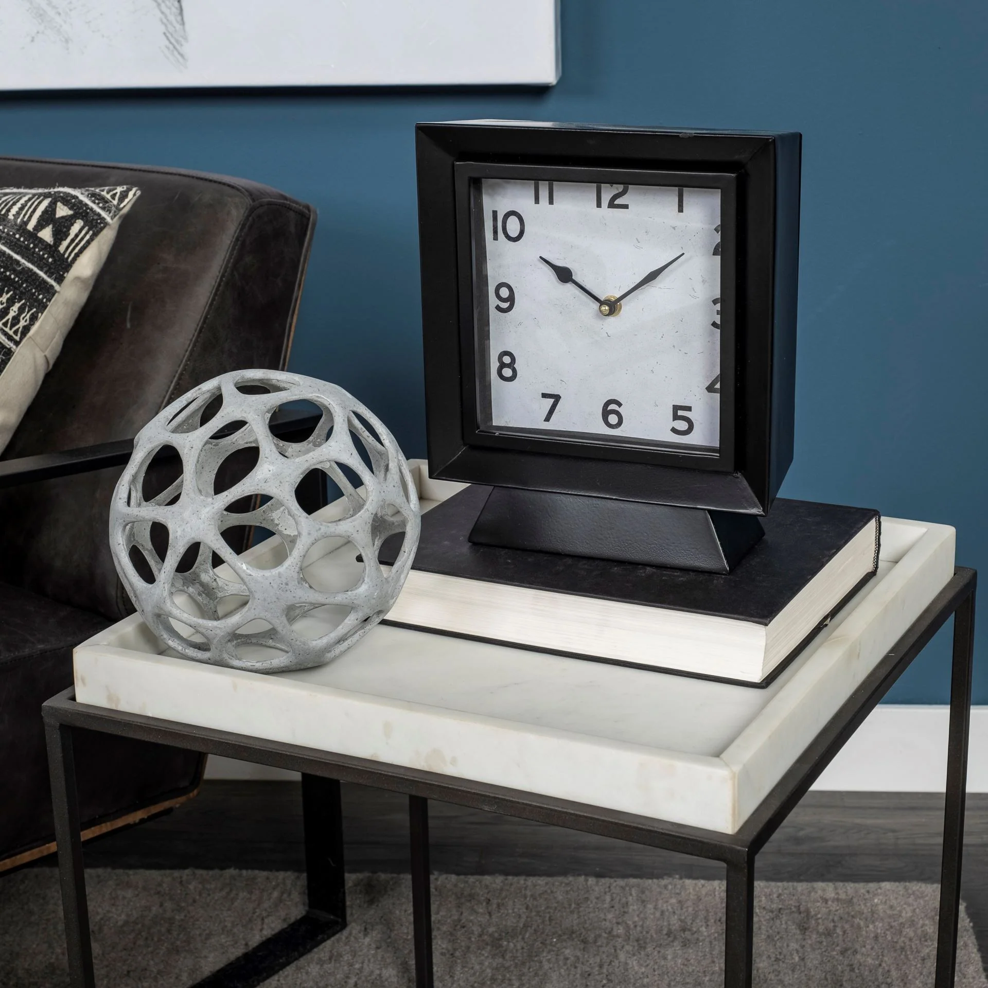 11" Black Fabric Table Clock - Image 7