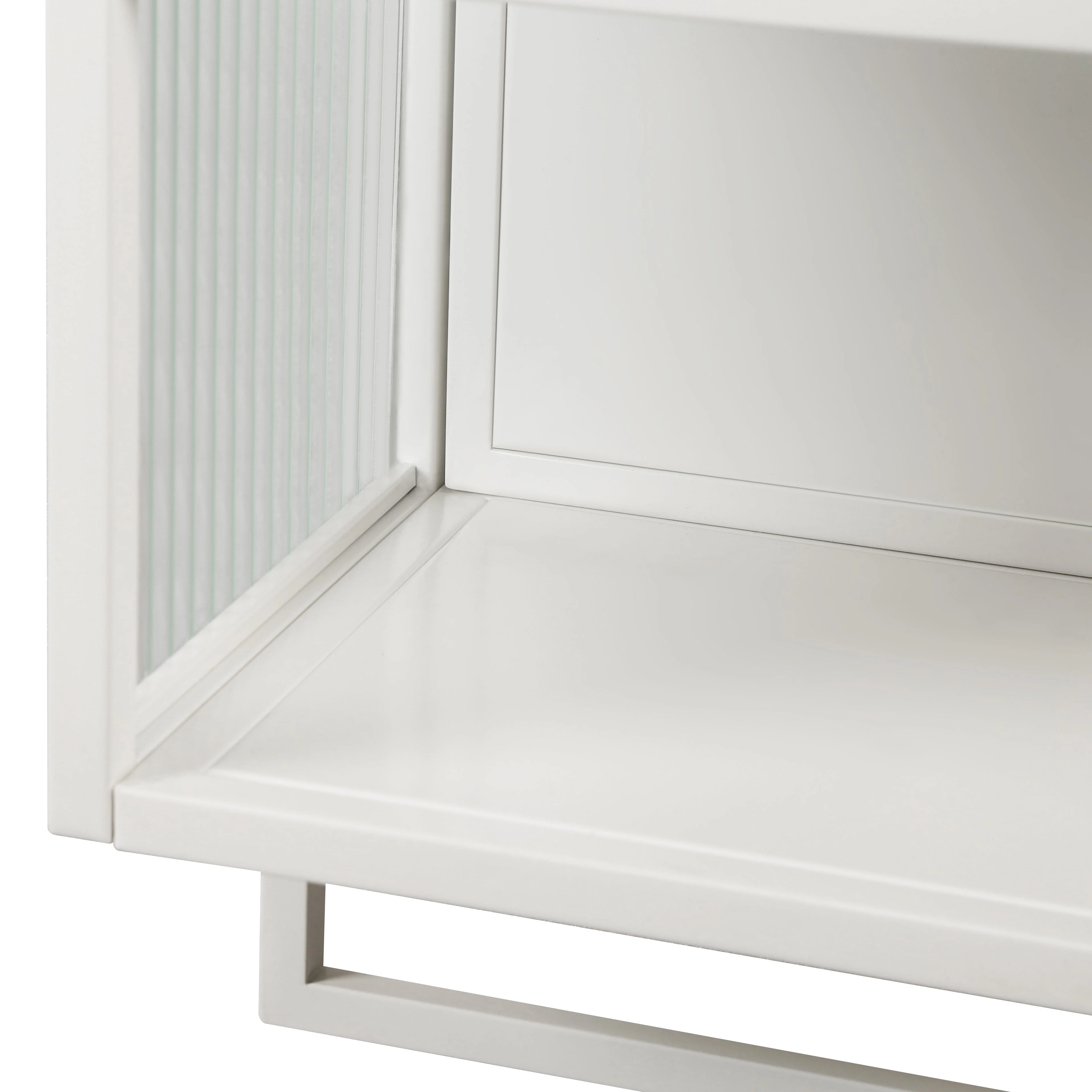 23.62"Glass Doors Modern Two-door Wall Cabinet with Featuring Two-tier Enclosed Storage an Open Shelf and Towel Rack - Image 5