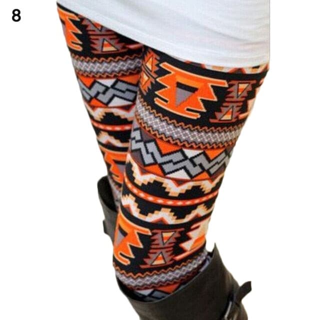 Christmas Print Leggings Women Slim Fit Elastic Pants Elk Snowflakes Striped Harajuke Leggings Female Flowers Pants Xmas Gifts - Image 14
