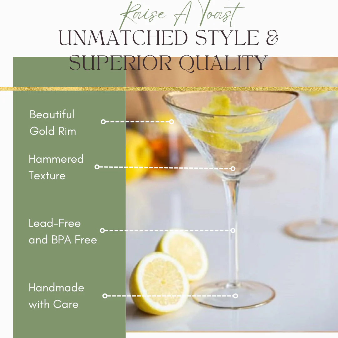 Clear Hammered Martini & Cocktail Glasses - Image 4