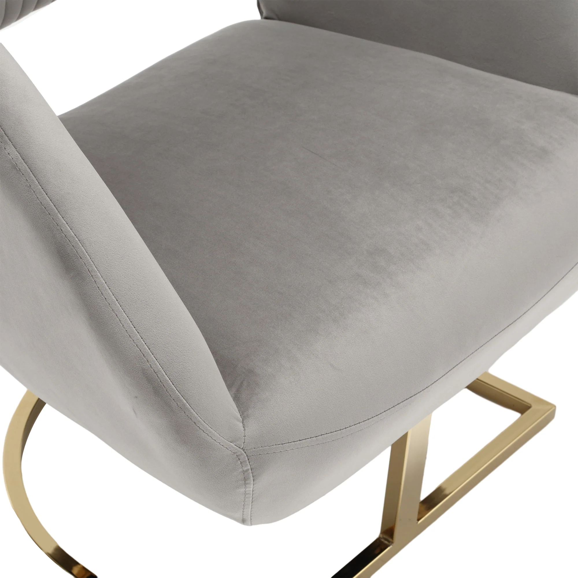 COOLMORE Upholstered Tufted Living Room Chair Textured Linen Fabric Accent Chair with Metal Stand - Image 8