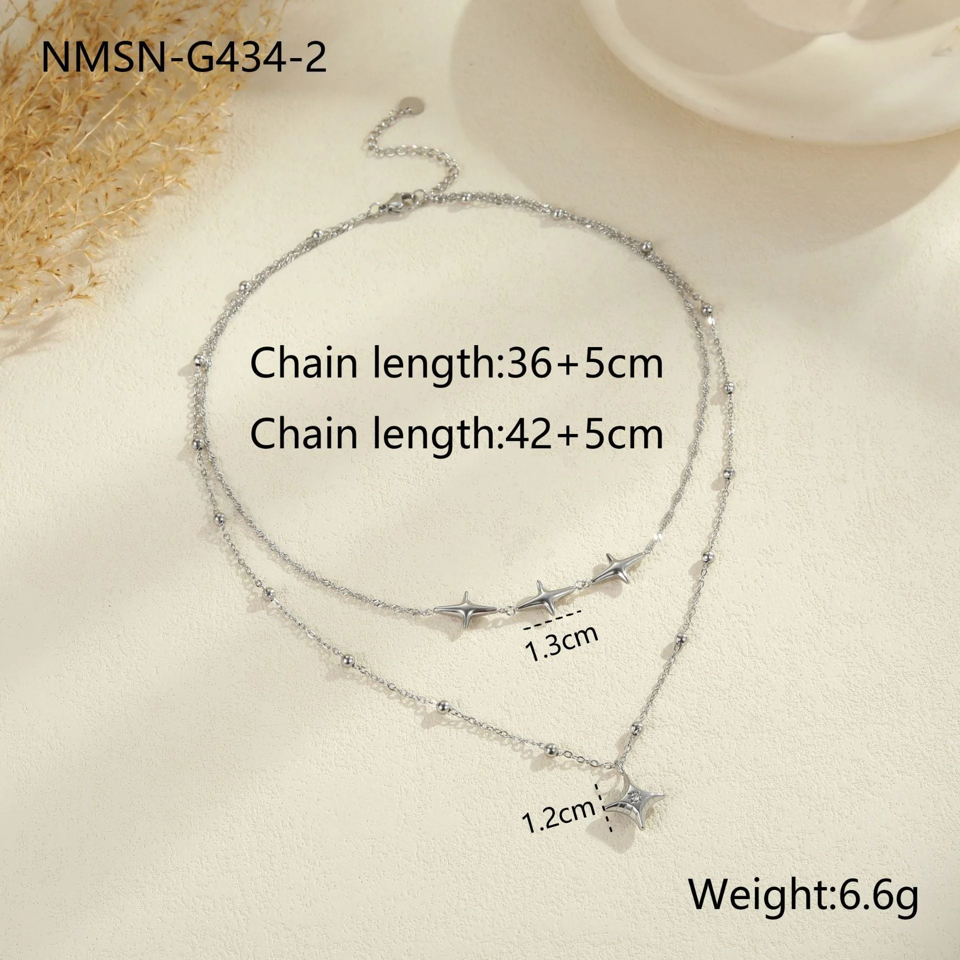 Double Layer Stainless Steel Necklace Entry Lux Clavicle Chain Plated 18K Real Gold Necklace - Image 3