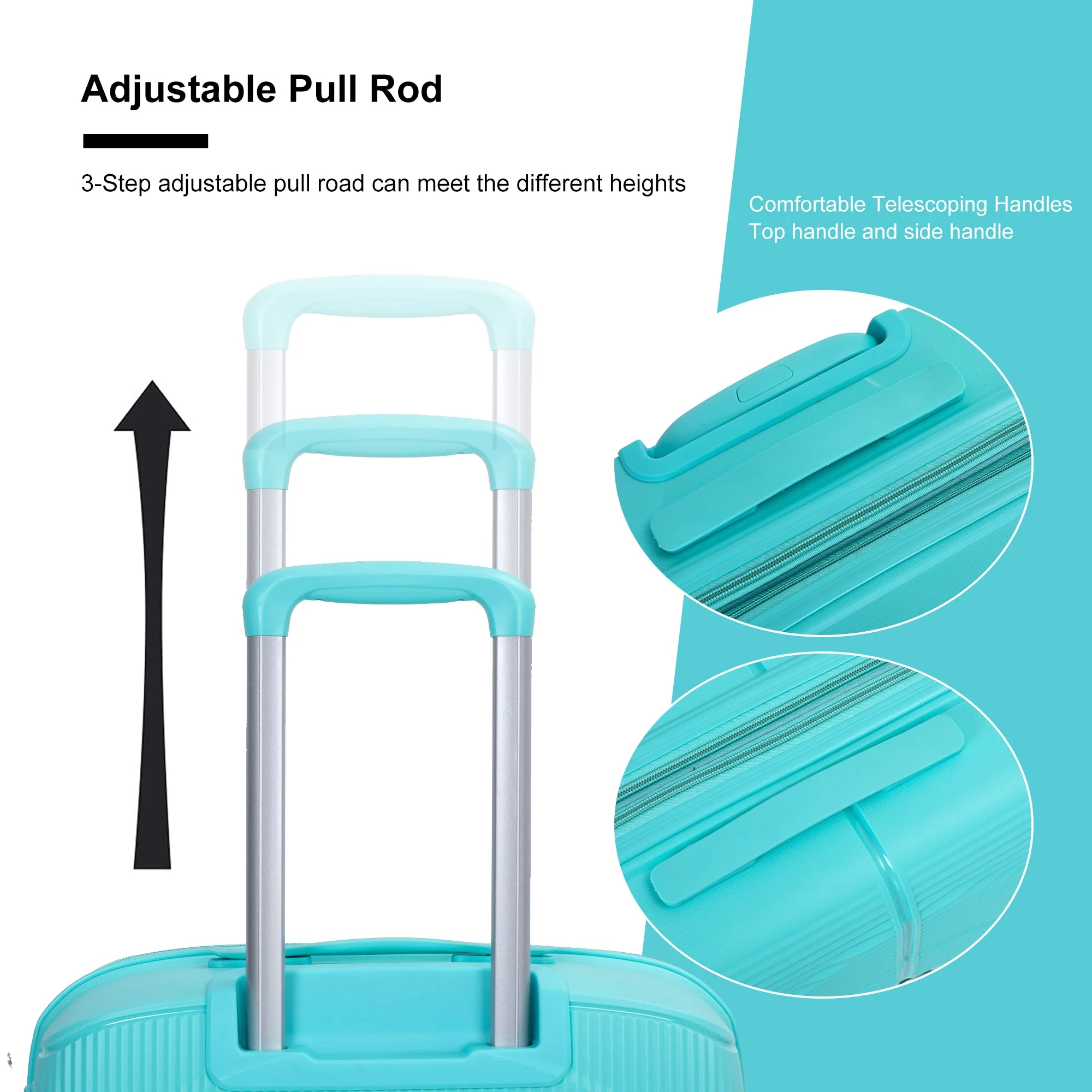 Expandable Hardshell Suitcase Double Spinner Wheels PP Luggage Sets Lightweight Durable 3-Piece Set (20/24/28) , Lake Blue - Image 3