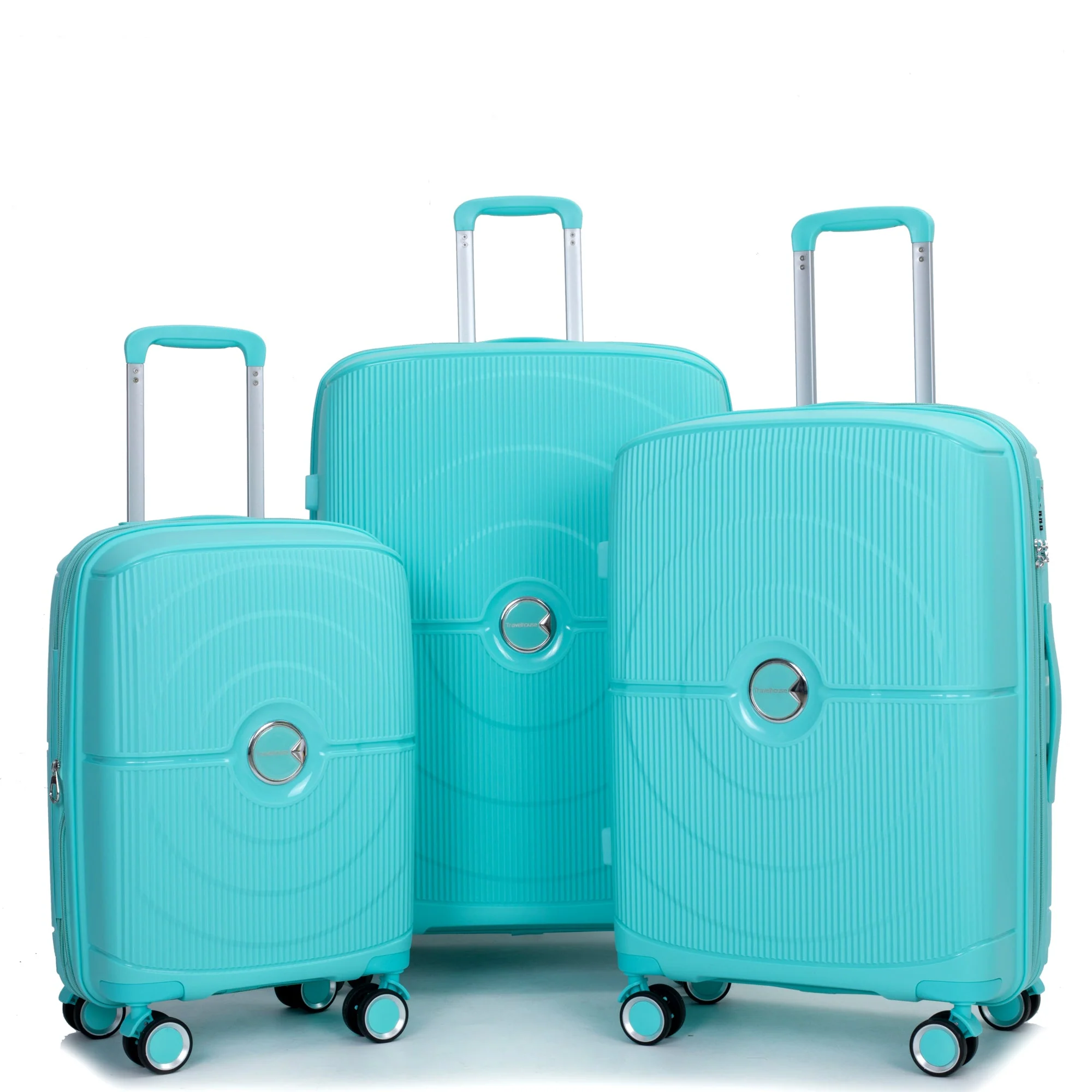 Expandable Hardshell Suitcase Double Spinner Wheels PP Luggage Sets Lightweight Durable 3-Piece Set (20/24/28) , Lake Blue - Image 5