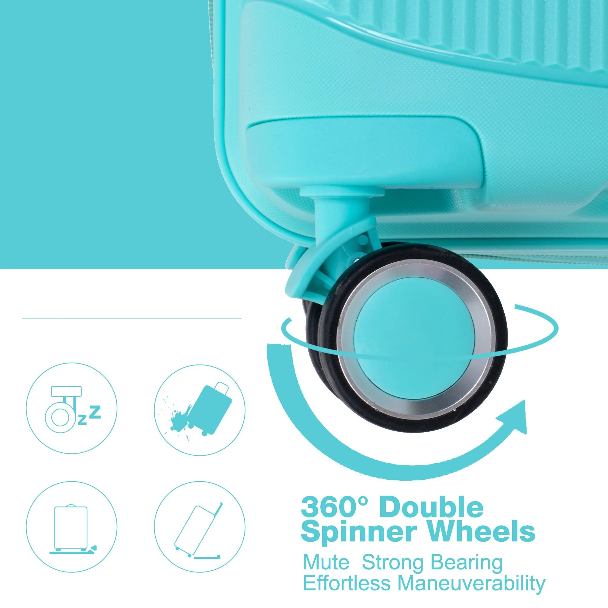 Expandable Hardshell Suitcase Double Spinner Wheels PP Luggage Sets Lightweight Durable 3-Piece Set (20/24/28) , Lake Blue - Image 6