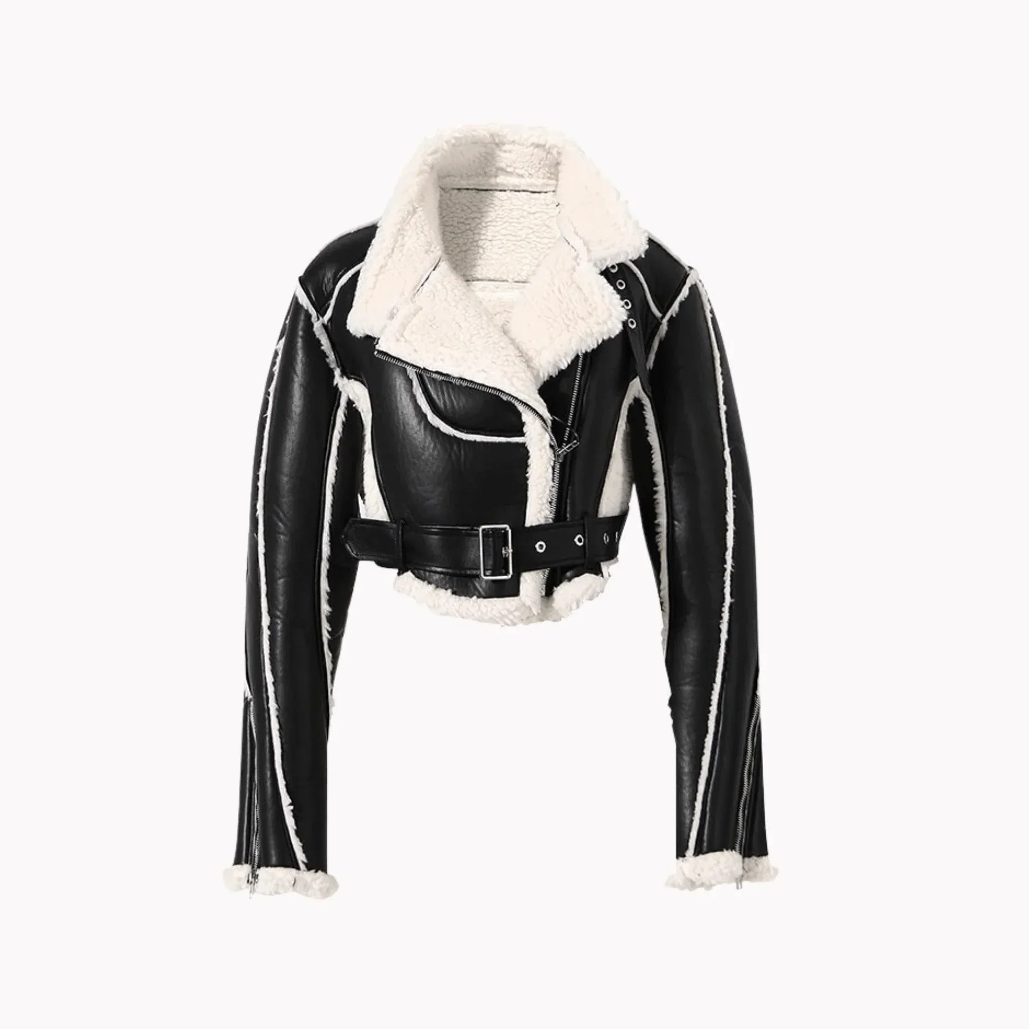 Faux Leather Cropped Jacket - Image 9