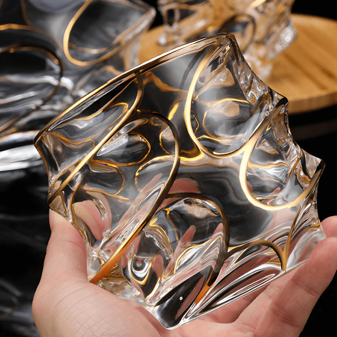 Gold Line Storm Japanese Crystal Whisky Glass - Image 12