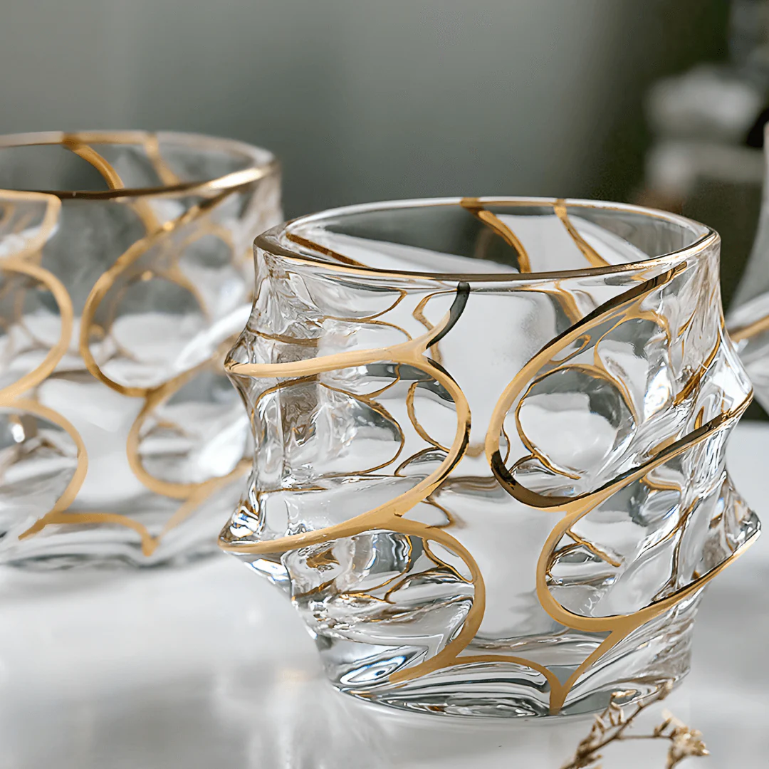 Gold Line Storm Japanese Crystal Whisky Glass - Image 13