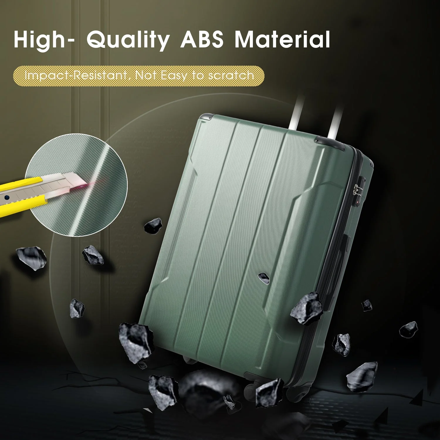 Hardshell Luggage Spinner Suitcase with TSA Lock Lightweight Expandable 28'' (Single Luggage) Green + ABS + 28 Inch - Image 3
