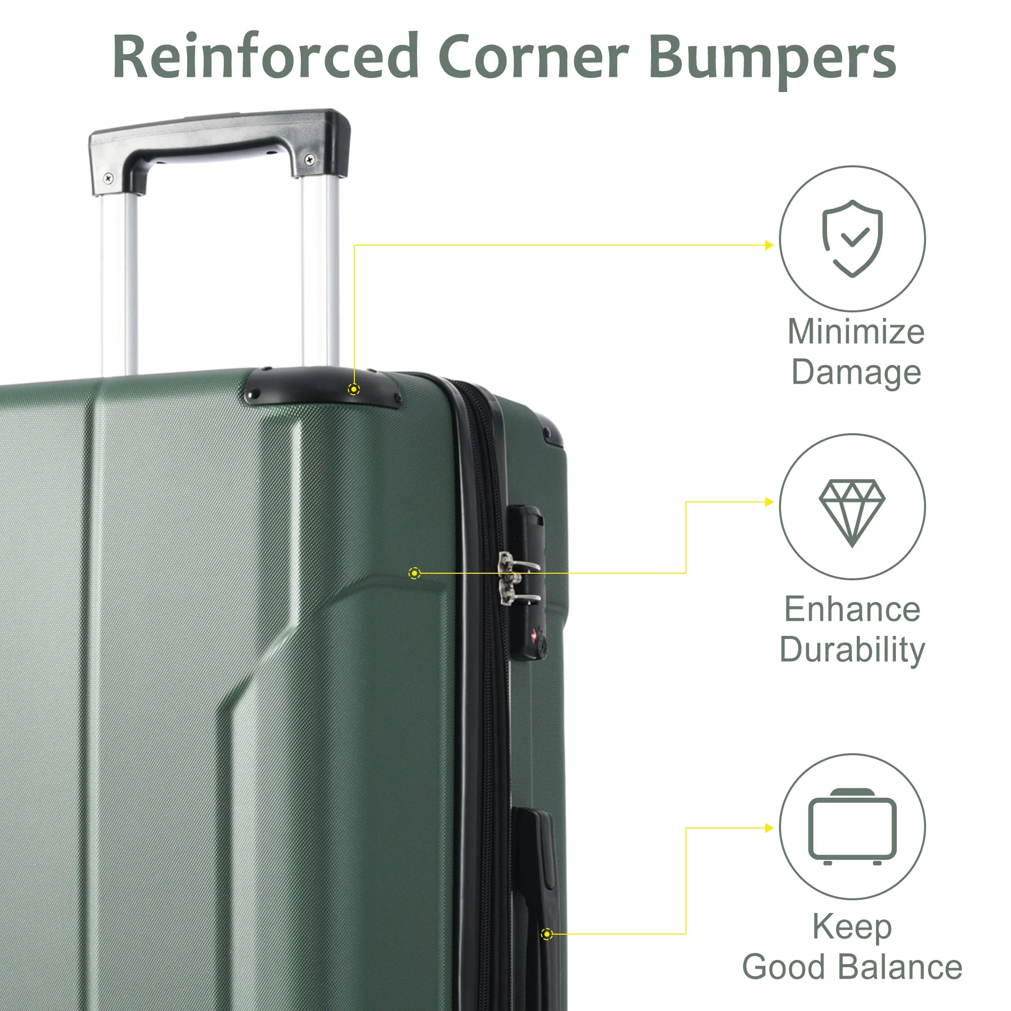 Hardshell Luggage Spinner Suitcase with TSA Lock Lightweight Expandable 28'' (Single Luggage) Green + ABS + 28 Inch - Image 5