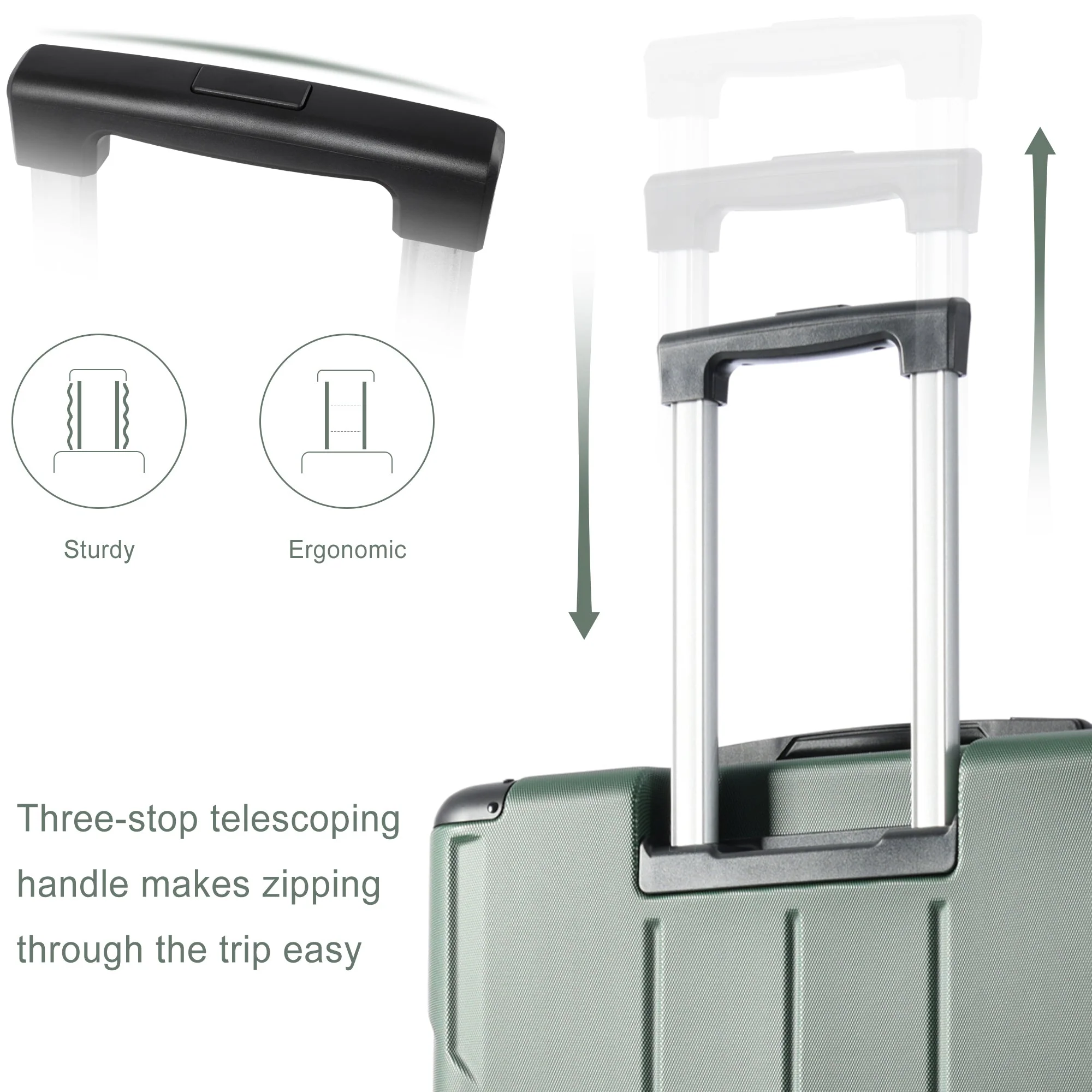 Hardshell Luggage Spinner Suitcase with TSA Lock Lightweight Expandable 28'' (Single Luggage) Green + ABS + 28 Inch - Image 6