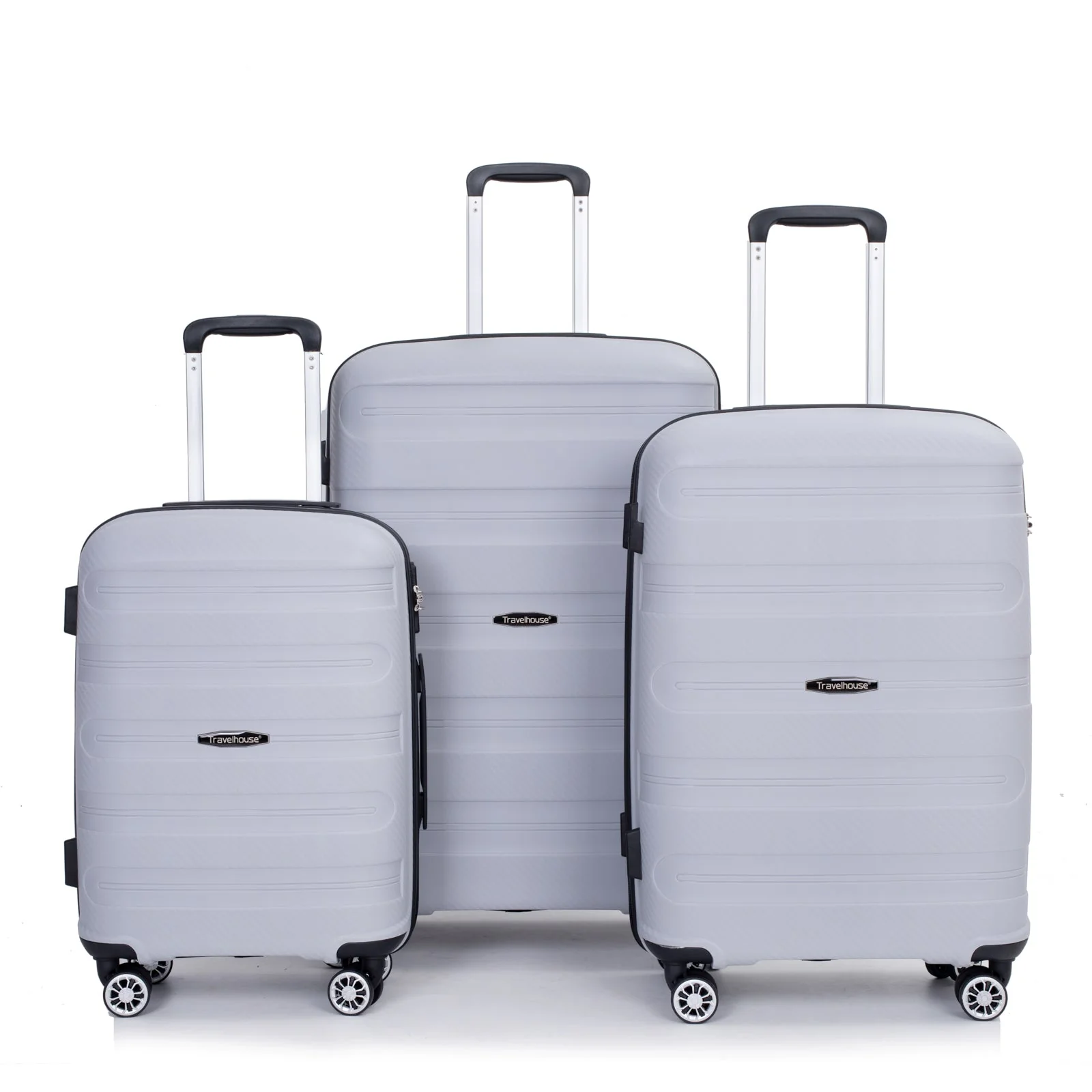 Hardshell Suitcase Spinner Wheels PP Luggage Sets Lightweight Durable Suitcase with TSA Lock,3-Piece Set (20/24/28) ,Silver - Image 14