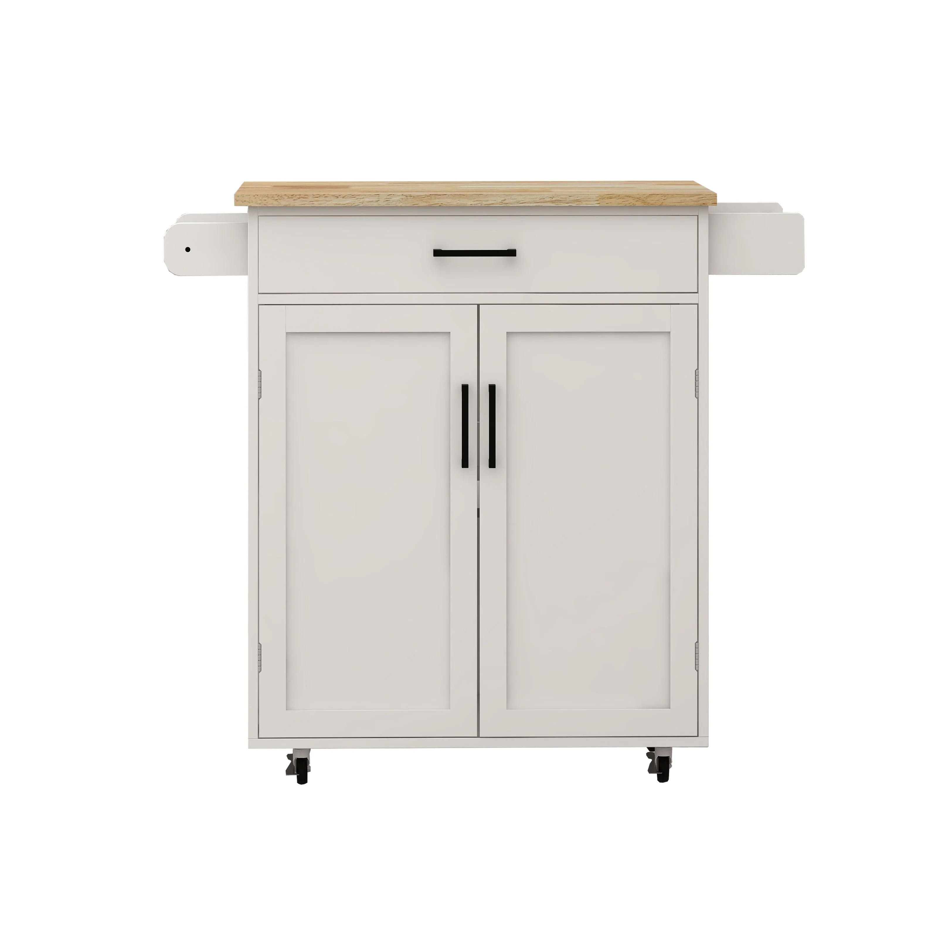 Kitchen island rolling trolley cart with 1 drawer & 2 doors with storage racks & Adjustable Shelves & towel rack - Image 17