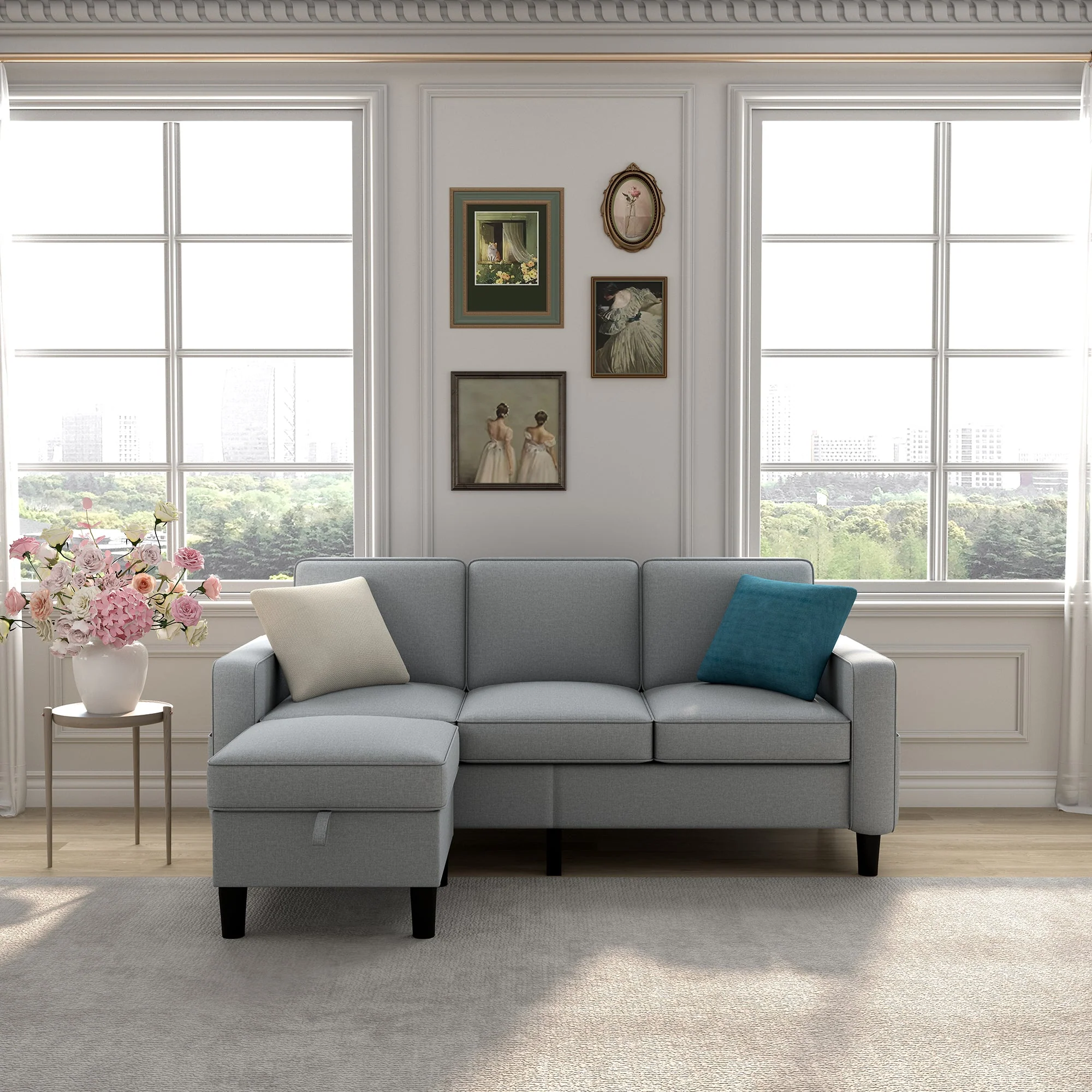 light grey Sofas for families, apartments, dorms, bonus rooms, compact Spaces with lounge lounges L-shaped design for the chaise - Image 3