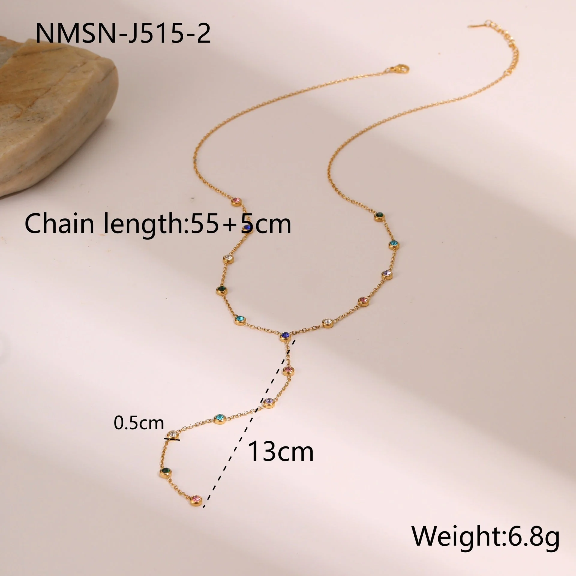Long Fringed Zircon Necklace Stainless Steel Necklace Y Shaped Chain High Sense Necklace - Image 3