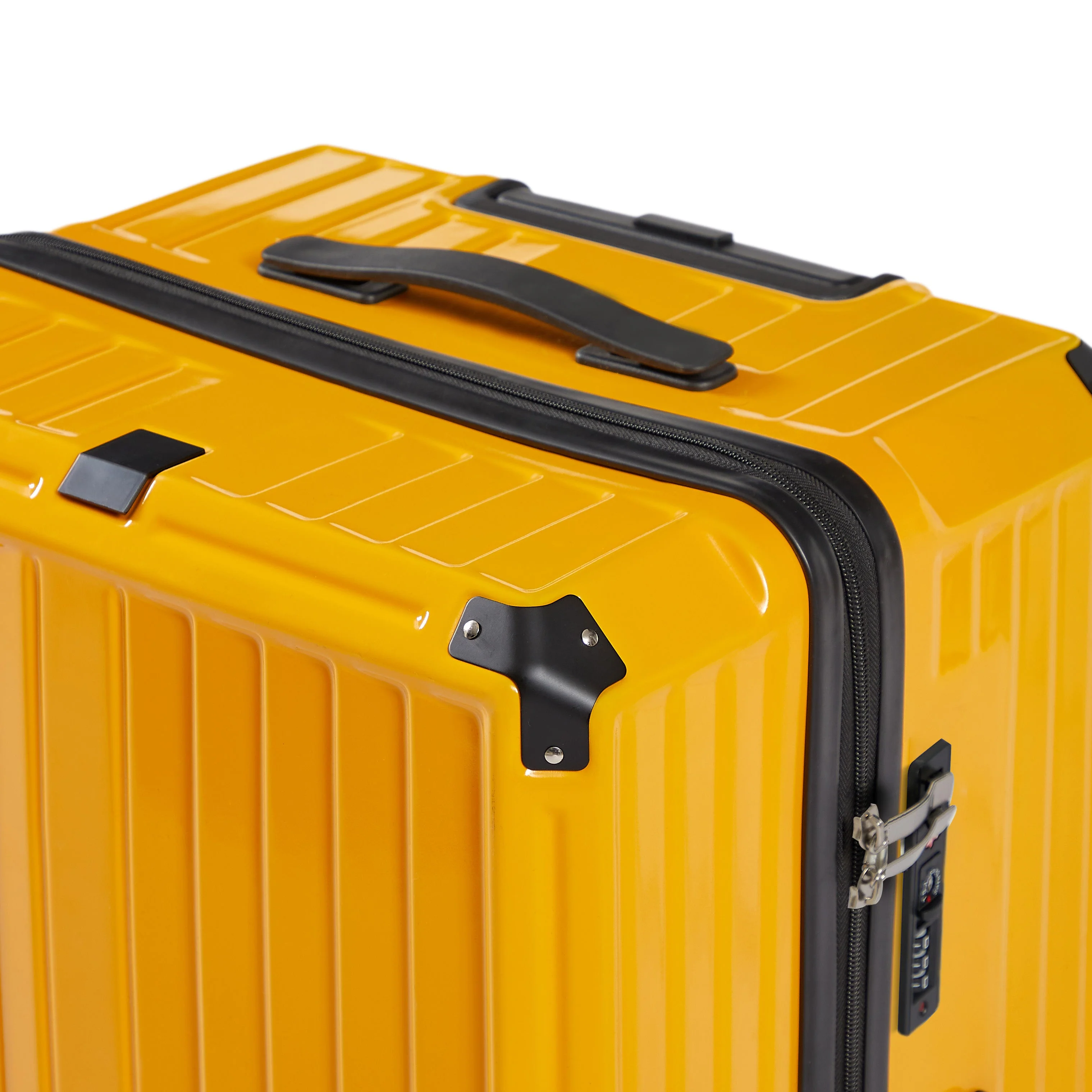 Luggage Set 4 pcs (20"/24"/29"/Travel Bag), PC+ABS Durable Lightweight Luggage with Collapsible Cup Holder TSA Lock, Yellow - Image 11