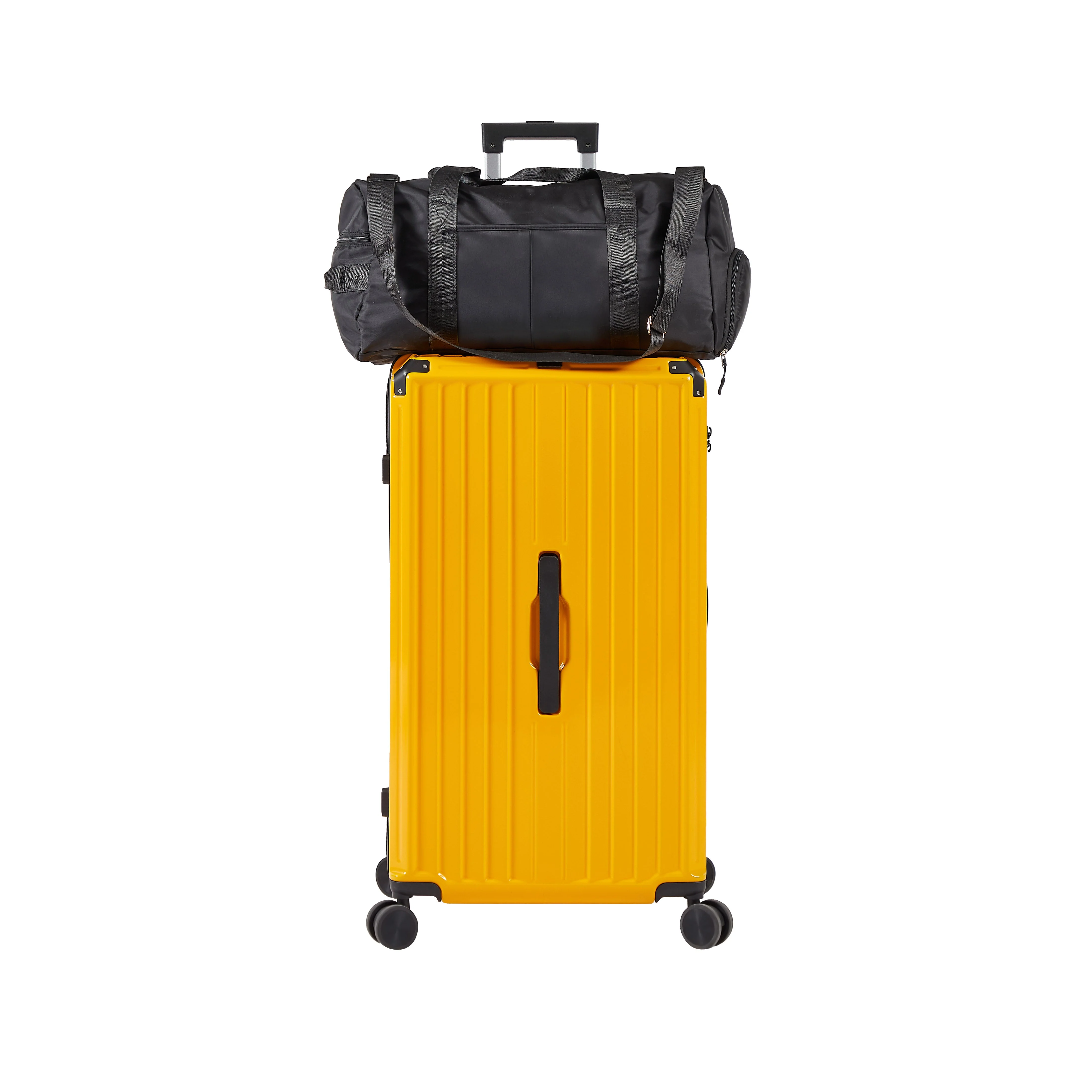Luggage Set 4 pcs (20"/24"/29"/Travel Bag), PC+ABS Durable Lightweight Luggage with Collapsible Cup Holder TSA Lock, Yellow - Image 17