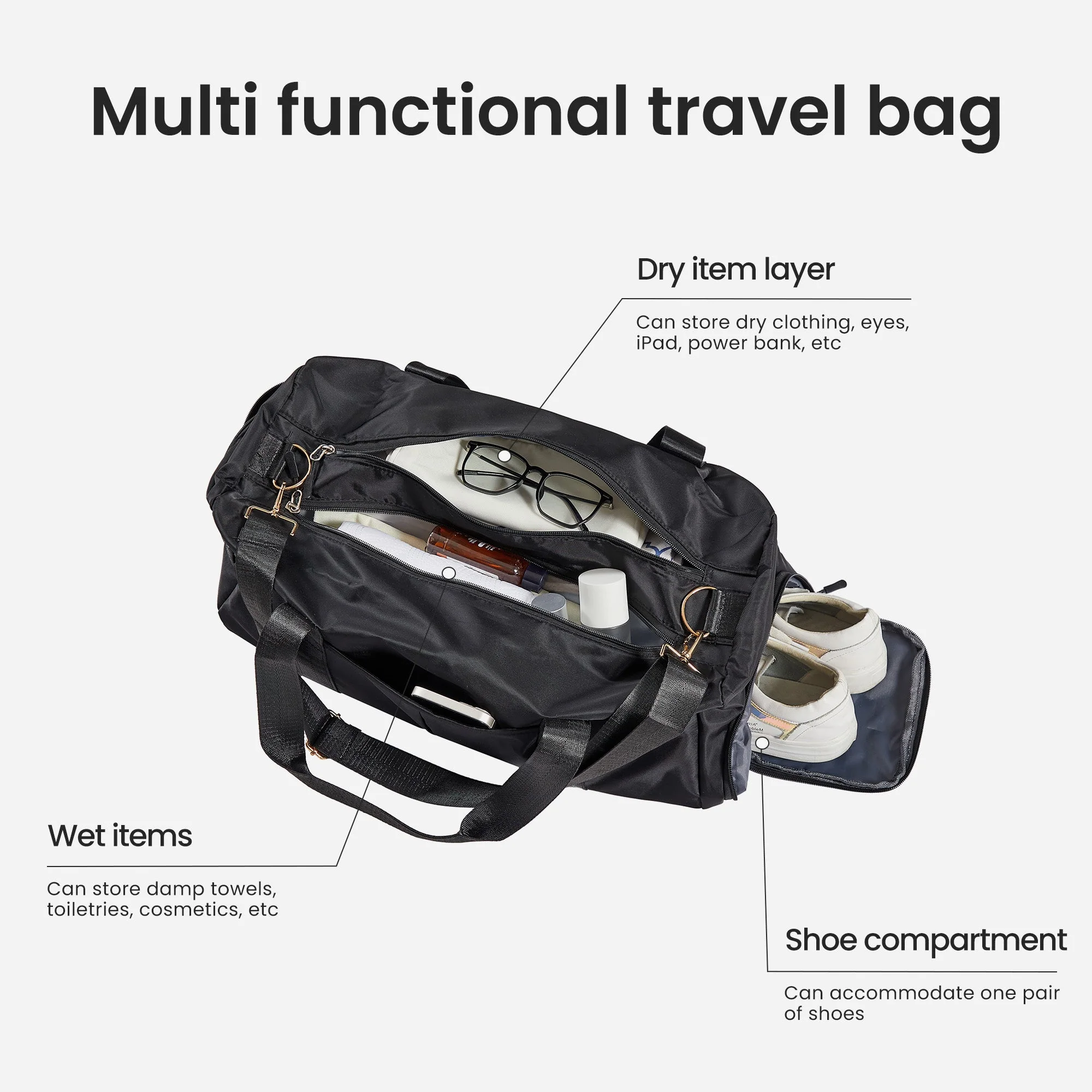 Luggage Set 4 pcs (20"/24"/29"/Travel Bag), PC+ABS Durable Lightweight Luggage with Collapsible Cup Holder TSA Lock, Yellow - Image 24