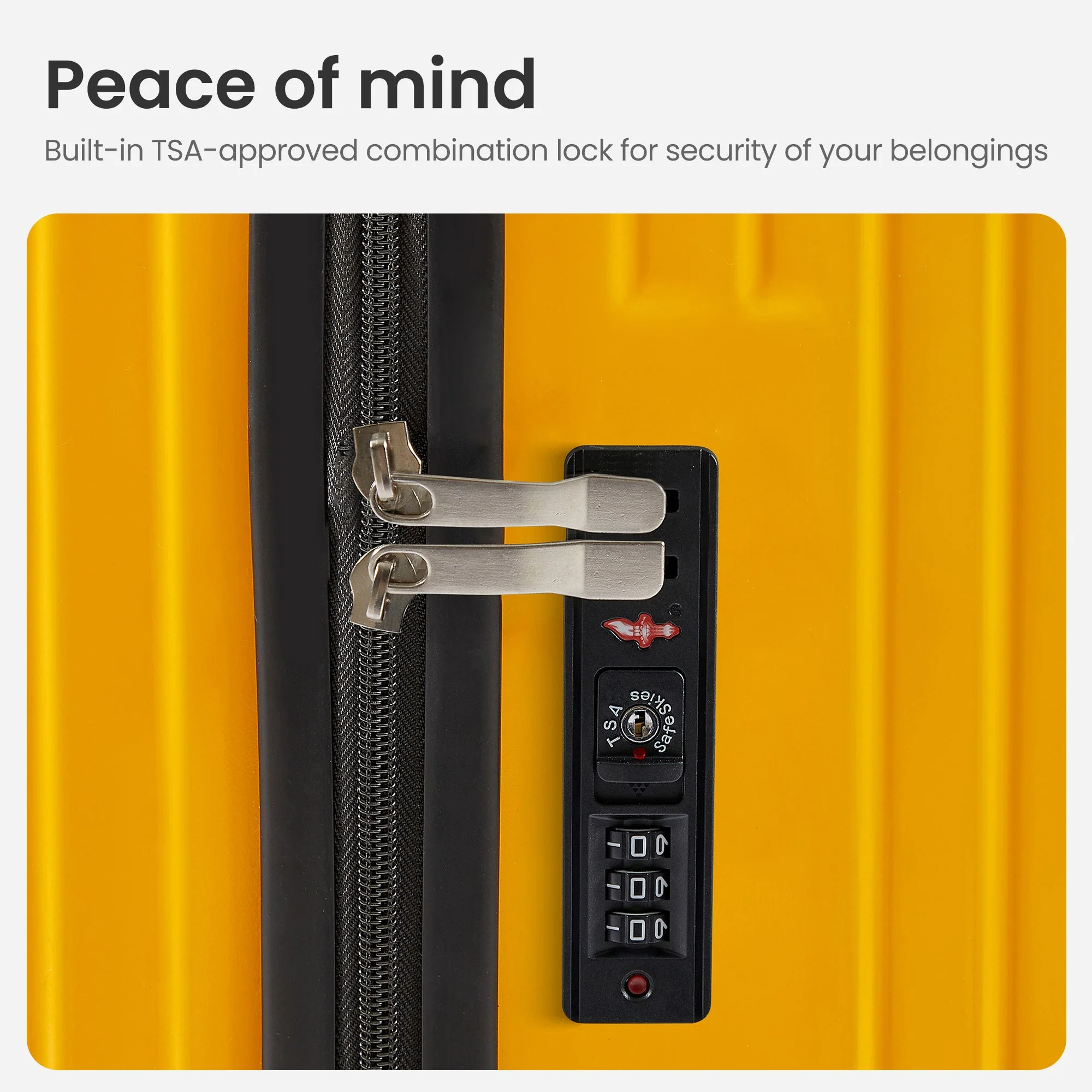 Luggage Set 4 pcs (20"/24"/29"/Travel Bag), PC+ABS Durable Lightweight Luggage with Collapsible Cup Holder TSA Lock, Yellow - Image 26
