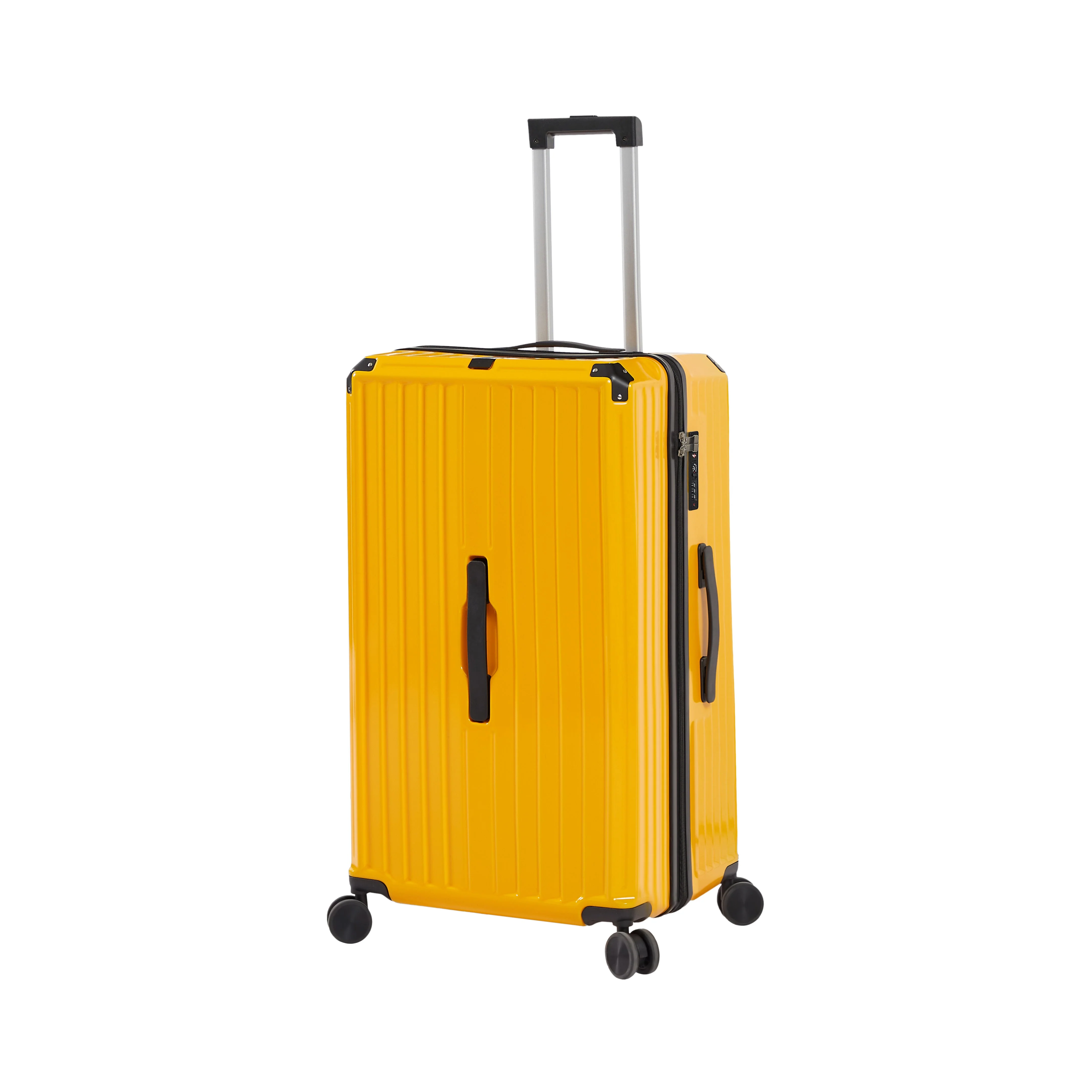 Luggage Set 4 pcs (20"/24"/29"/Travel Bag), PC+ABS Durable Lightweight Luggage with Collapsible Cup Holder TSA Lock, Yellow - Image 4
