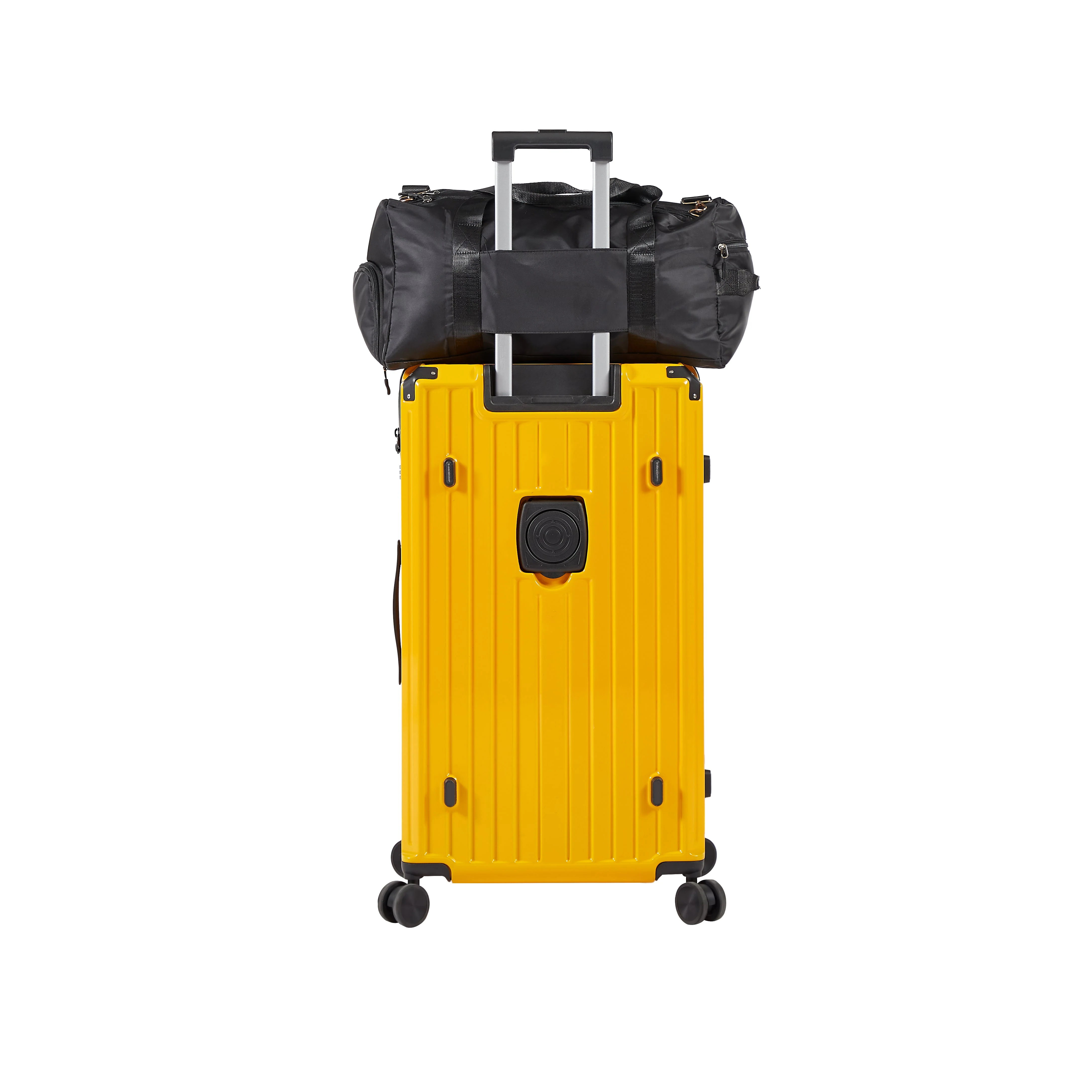 Luggage Set 4 pcs (20"/24"/29"/Travel Bag), PC+ABS Durable Lightweight Luggage with Collapsible Cup Holder TSA Lock, Yellow - Image 5