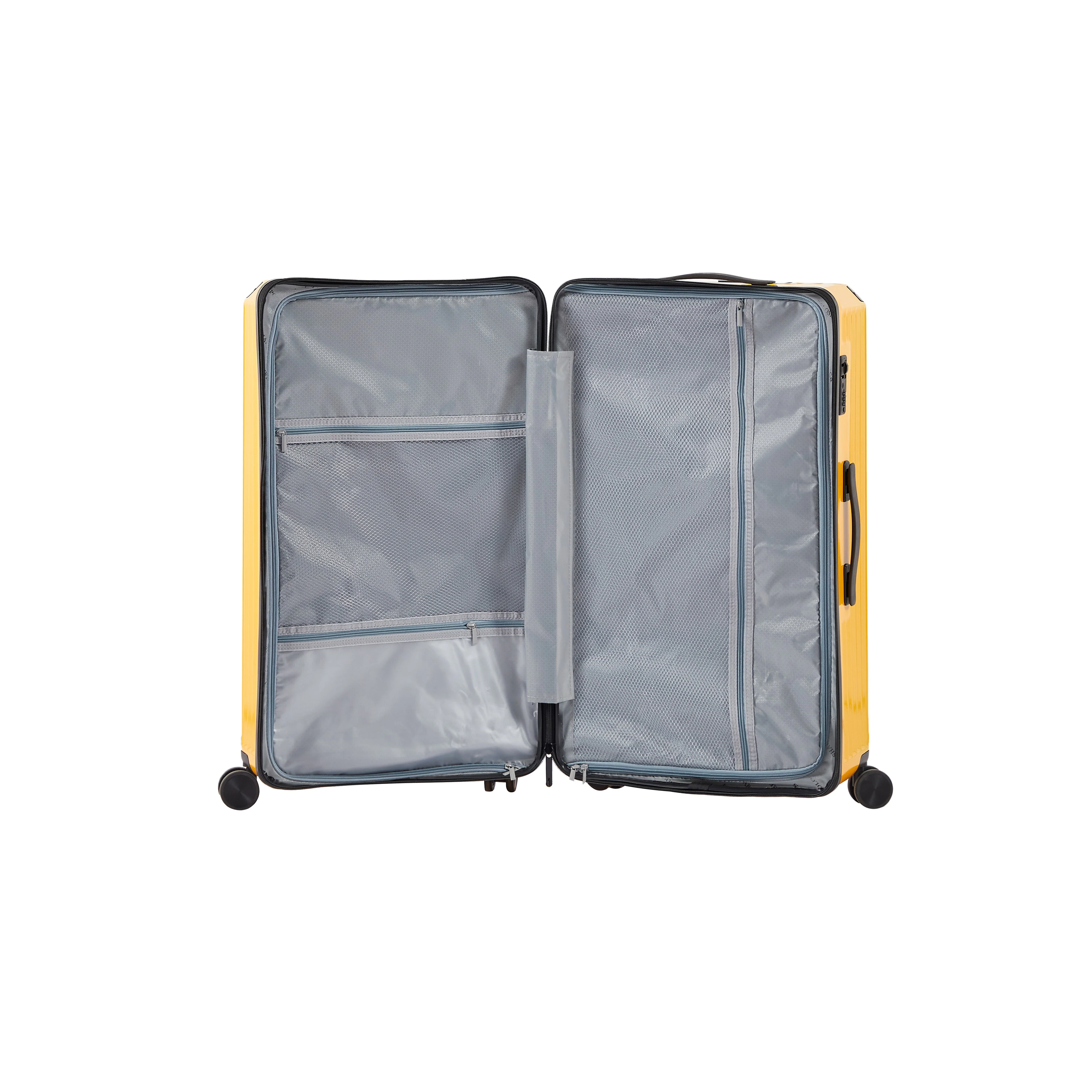 Luggage Set 4 pcs (20"/24"/29"/Travel Bag), PC+ABS Durable Lightweight Luggage with Collapsible Cup Holder TSA Lock, Yellow - Image 8