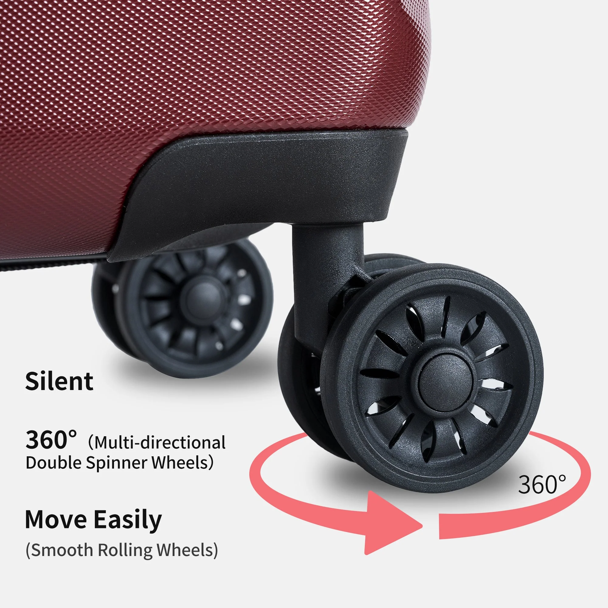 Luggage Sets New Model Expandable ABS+PC 3 Piece Sets with Spinner Wheels Lightweight TSA Lock (20/24/28), Red - Image 4
