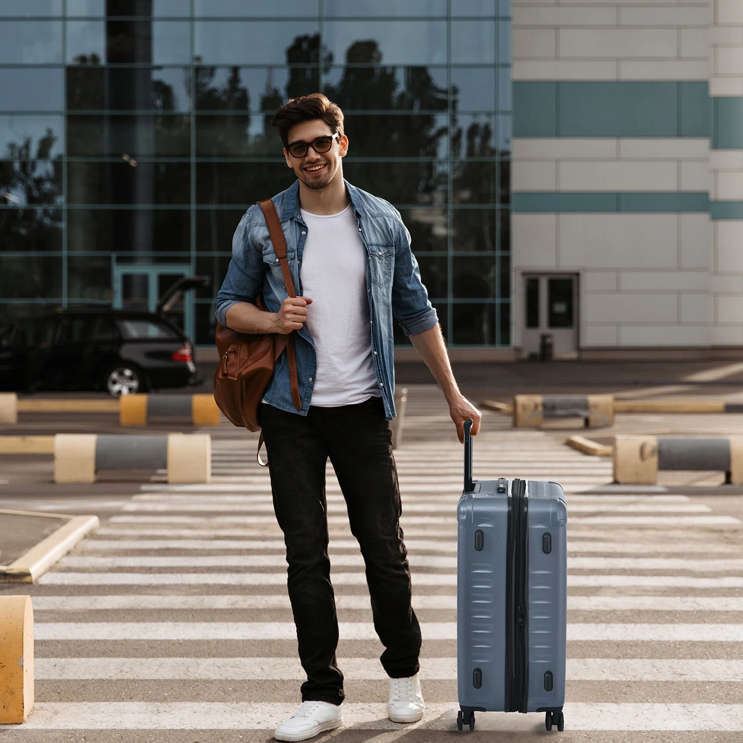 Luggage Sets New Model Expandable ABS+PC 3 Piece Sets with Spinner Wheels Lightweight TSA Lock (20/24/28), STEEL GRAY - Image 3