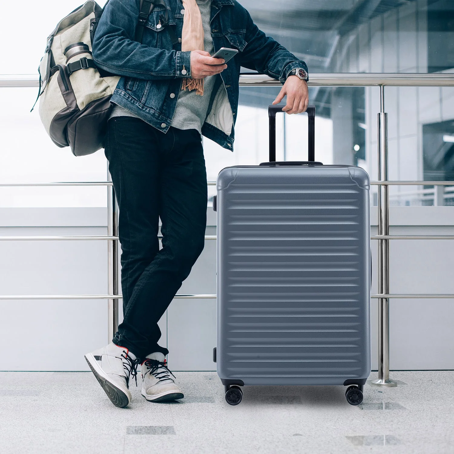 Luggage Sets New Model Expandable ABS+PC 3 Piece Sets with Spinner Wheels Lightweight TSA Lock (20/24/28), STEEL GRAY - Image 9