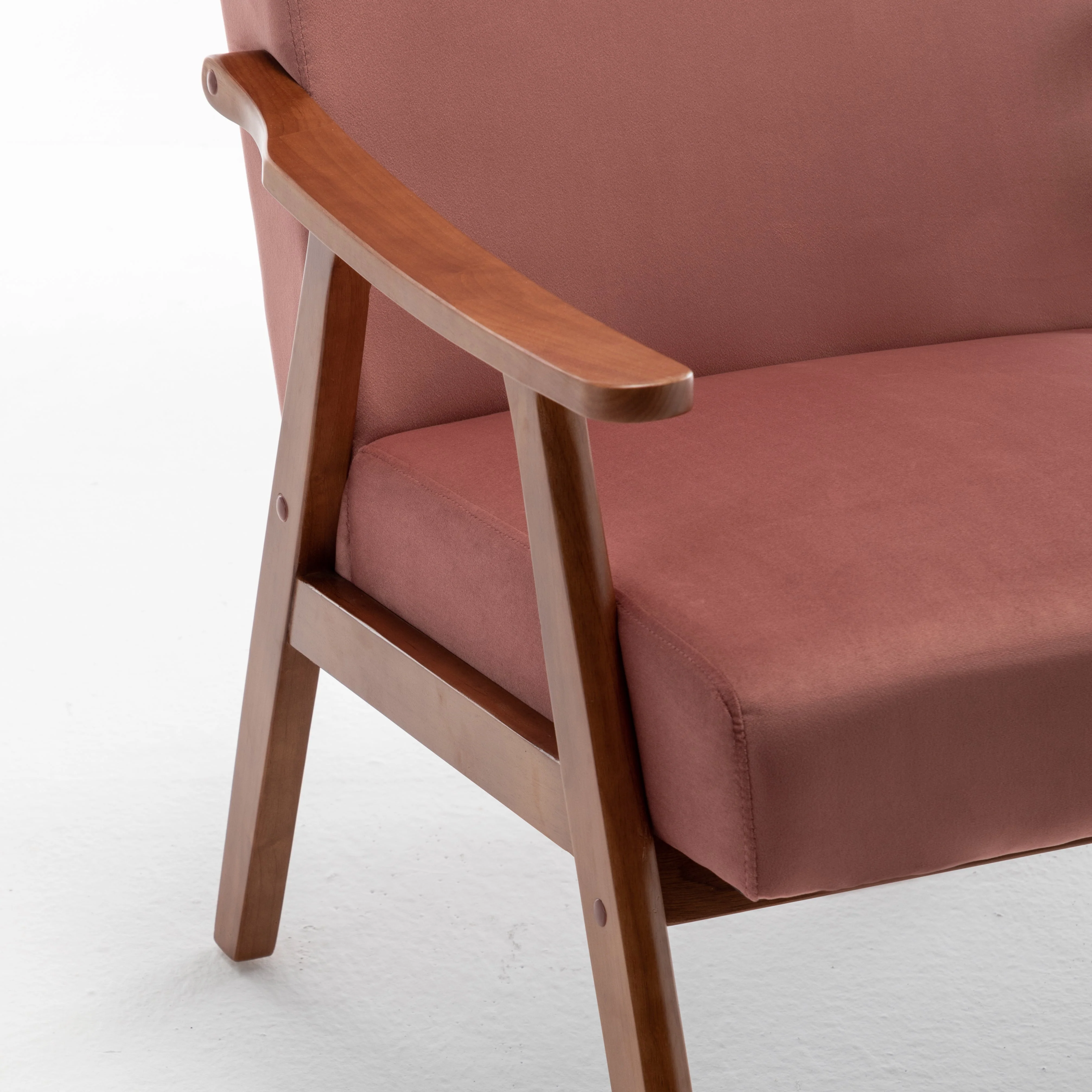 Mid-Century Modern Chair, Living Room Chair with Solid Wood Frame, Accent Chair Extra-Thick Backrest, Wingback Chair for Bedroom - Image 6
