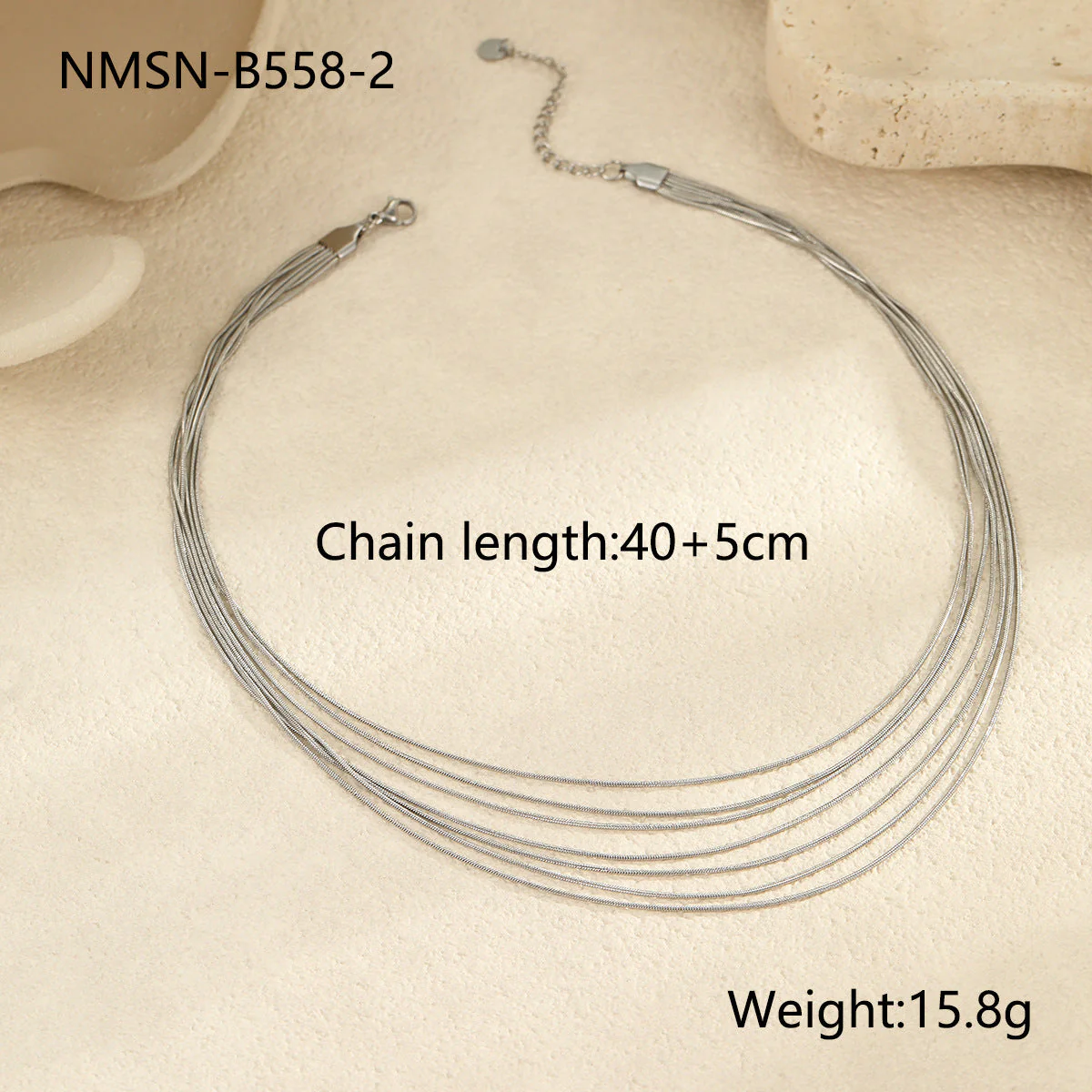 Multi Layer Twin Clavicle Chain Stainless Steel Snake Bones Chain Advanced Entry Lux Titanium Steel Necklace - Image 3