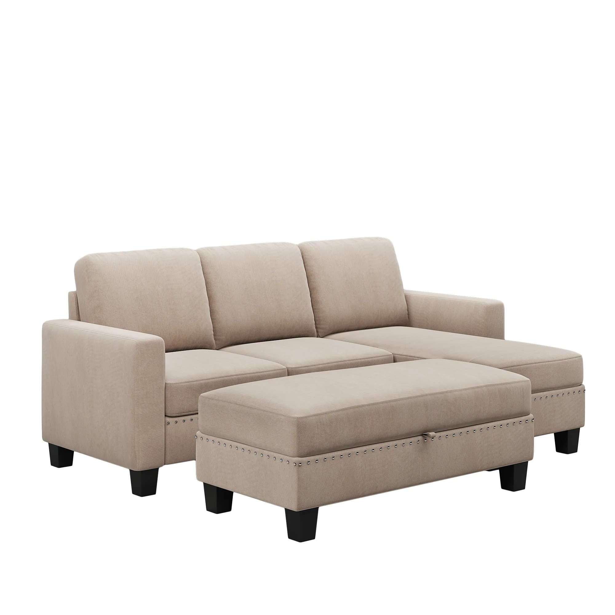 [New]81" Reversible Sectional Couch with Storage Chaise L-Shaped Sofa for Apartment Sectional Set Warm Grey - Image 7
