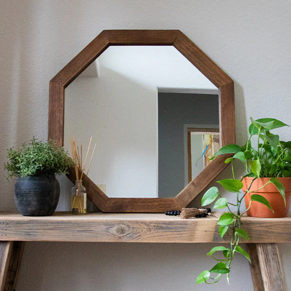 Octagon Wood Frame Mirror - Image 6