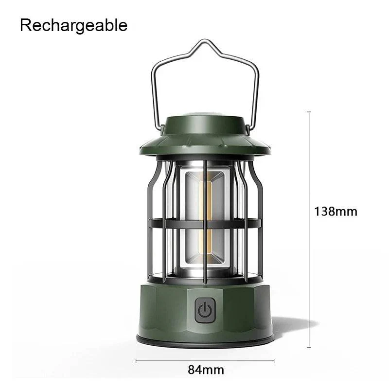 Outdoor LED Lantern Portable Retro Camping Garden Rechargeable Lamp - Image 5