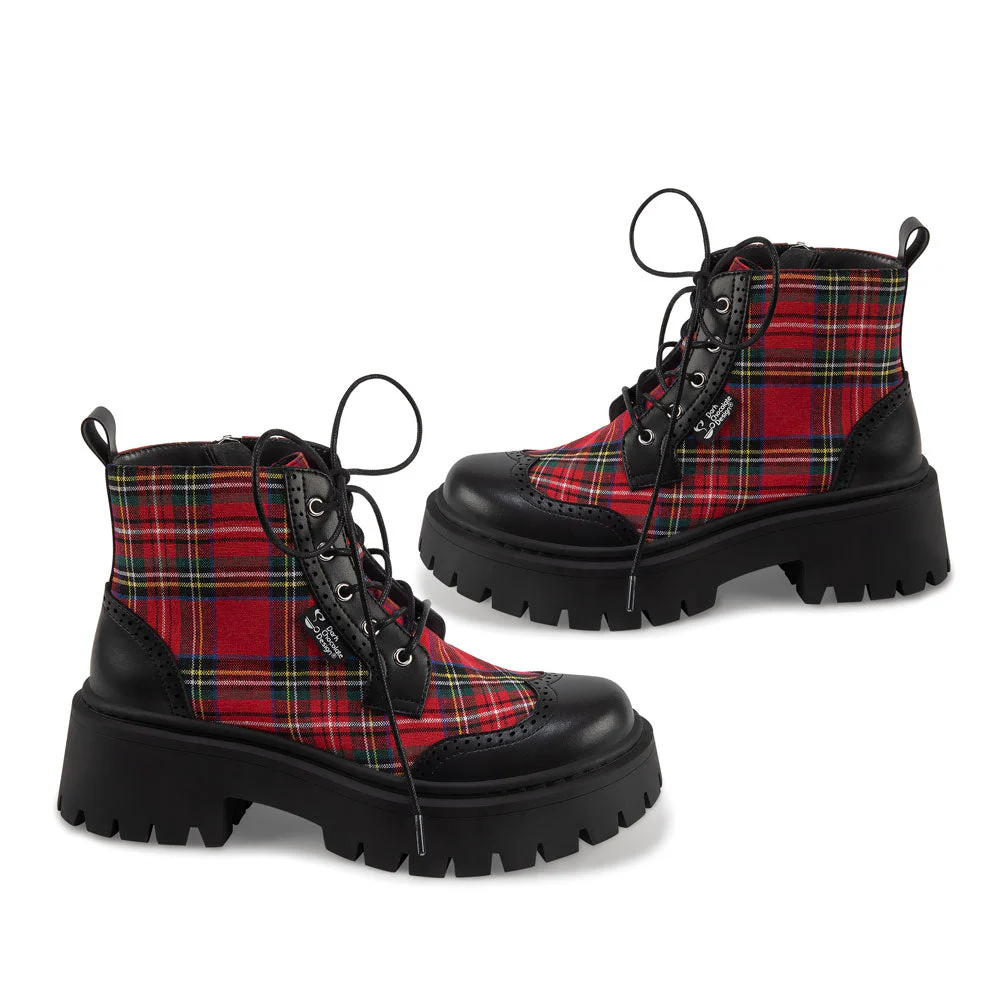 Red Tartan Women's  Boots - Image 4