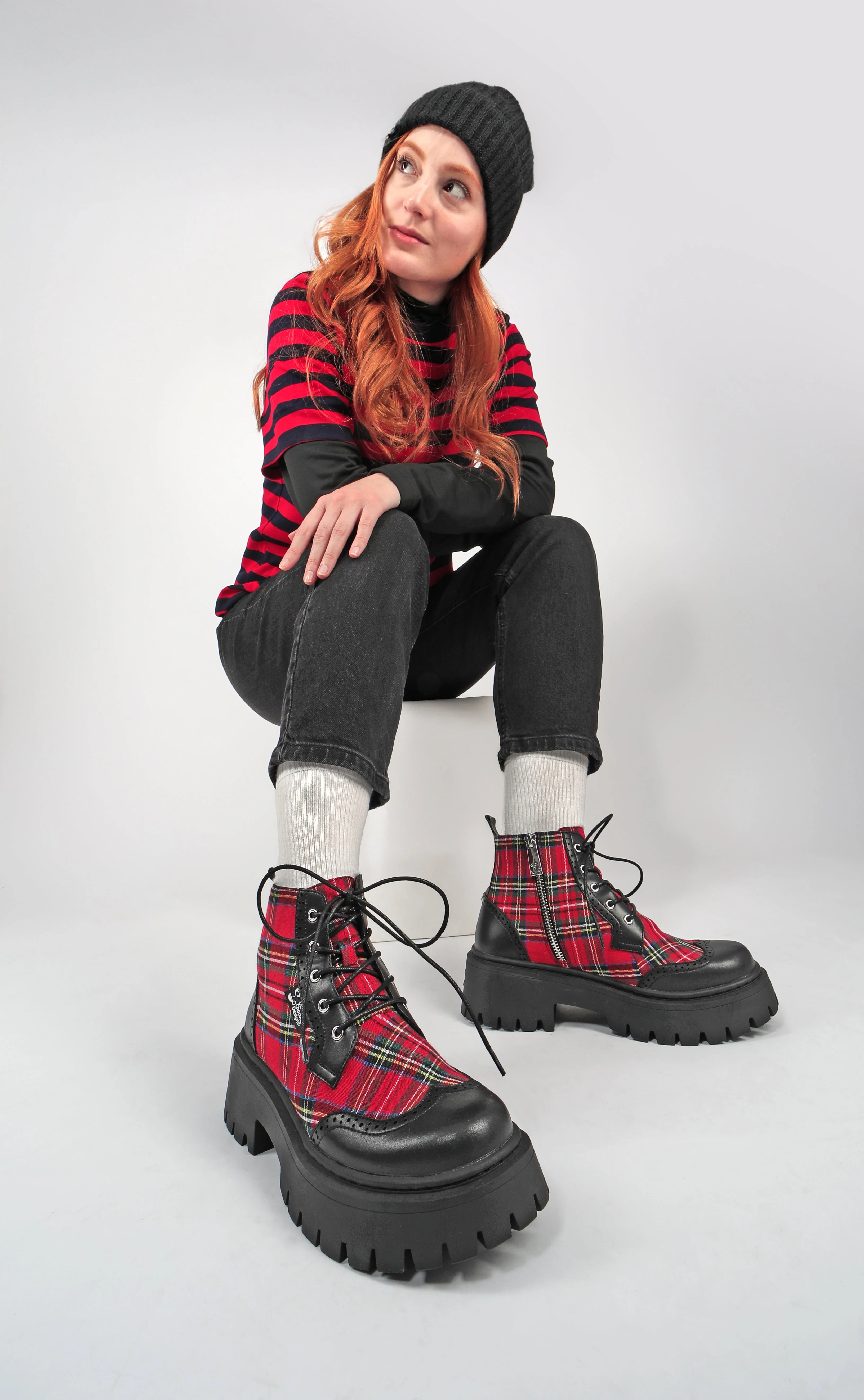 Red Tartan Women's  Boots - Image 5