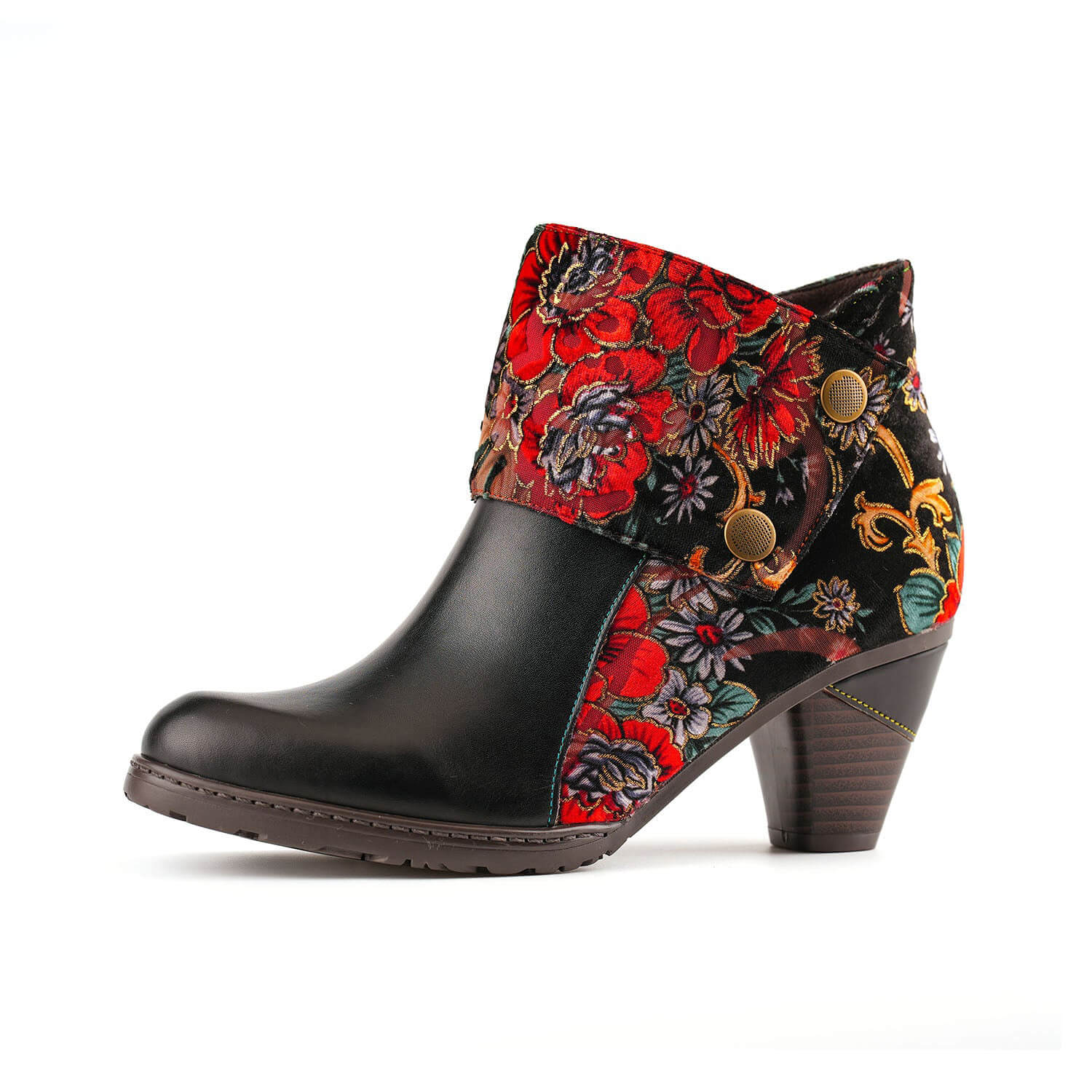 Retro Handmade Radiant Pattern Ankle Boots - Image 4