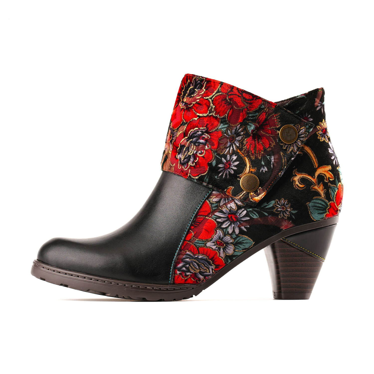 Retro Handmade Radiant Pattern Ankle Boots - Image 5