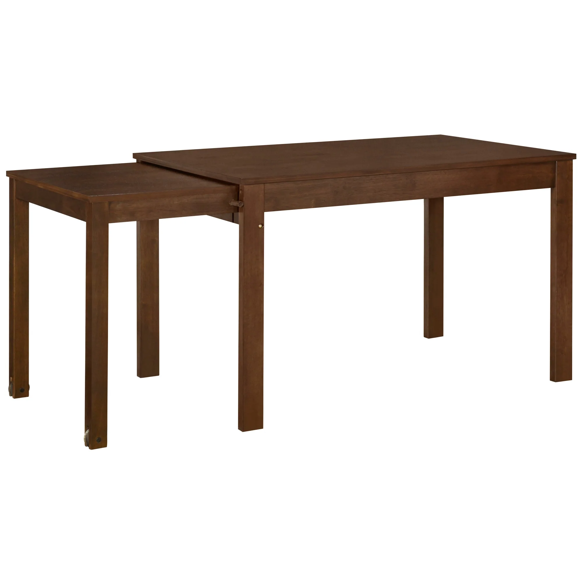 TOPMAX 65 "5-piece set with wheels and expandable dining table set 17.7" pull-out side table and small dining chair Brown - Image 20