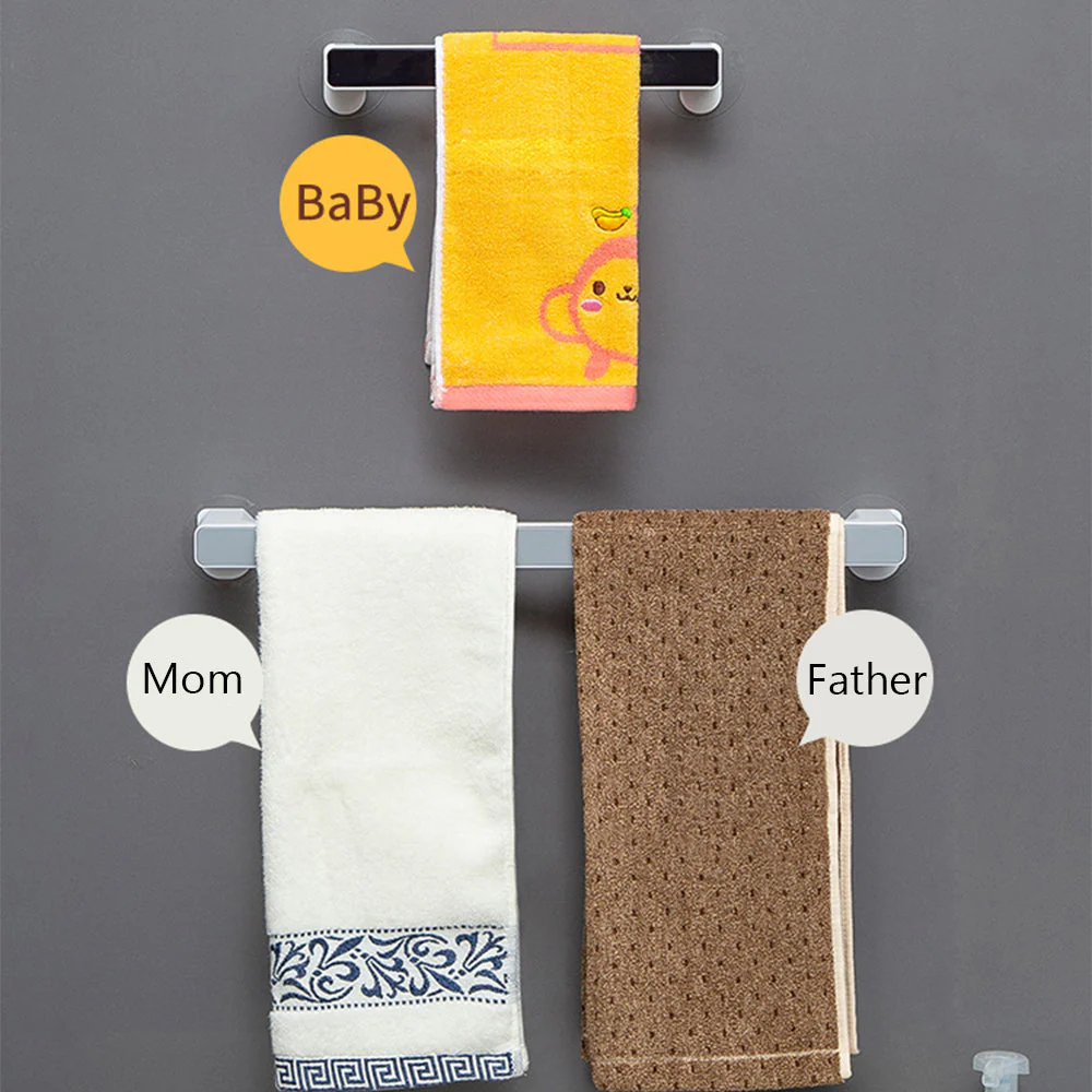 Towel Rack Punch Free Bathroom Bathroom Suction Cup Nordic Minimalist Creative Bath Towel Rack Rack Wall-Mounted Towel Bar - Image 3