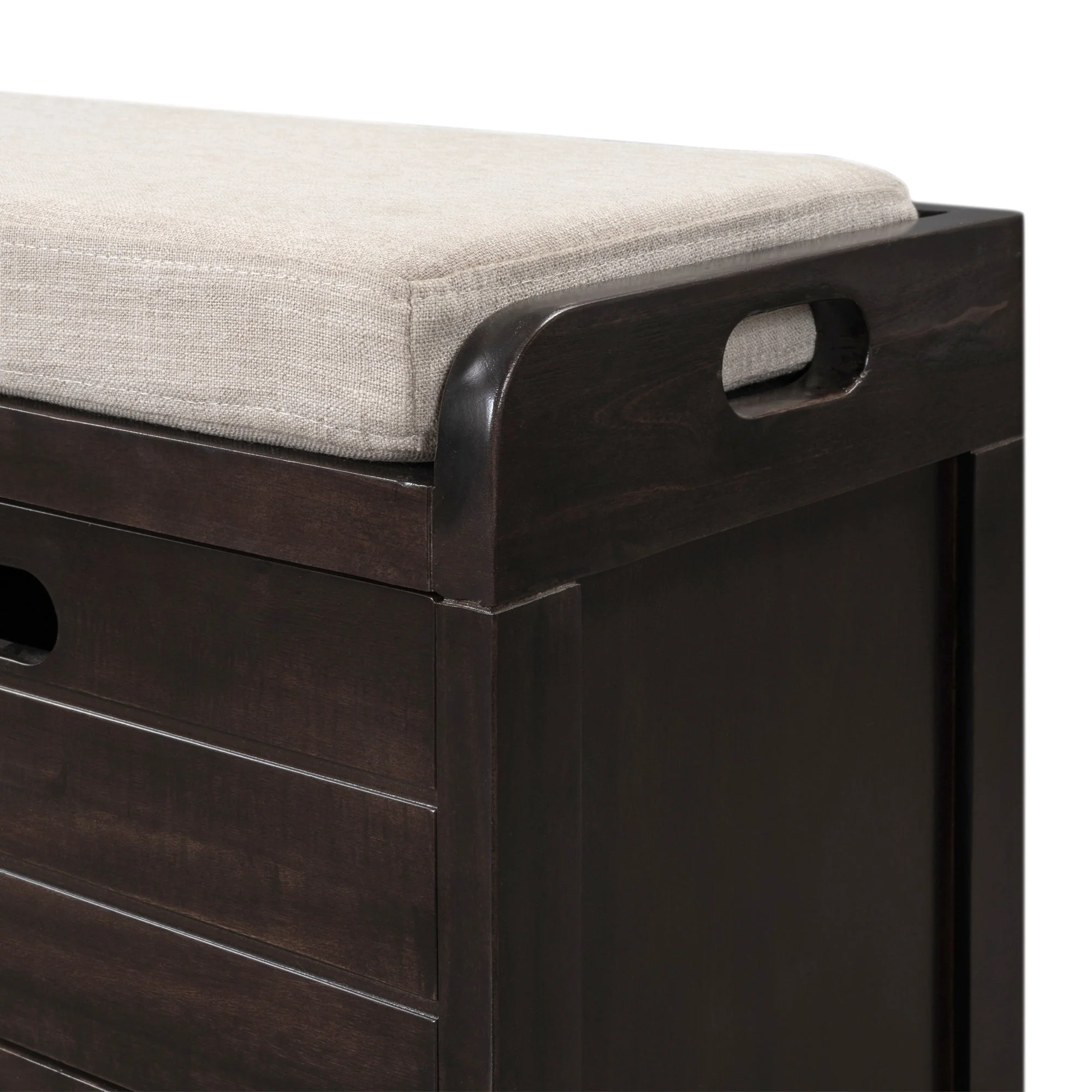 TREXM Storage Bench with Removable Basket and 2 Drawers, Fully Assembled Shoe Bench with Removable Cushion (Espresso) - Image 13