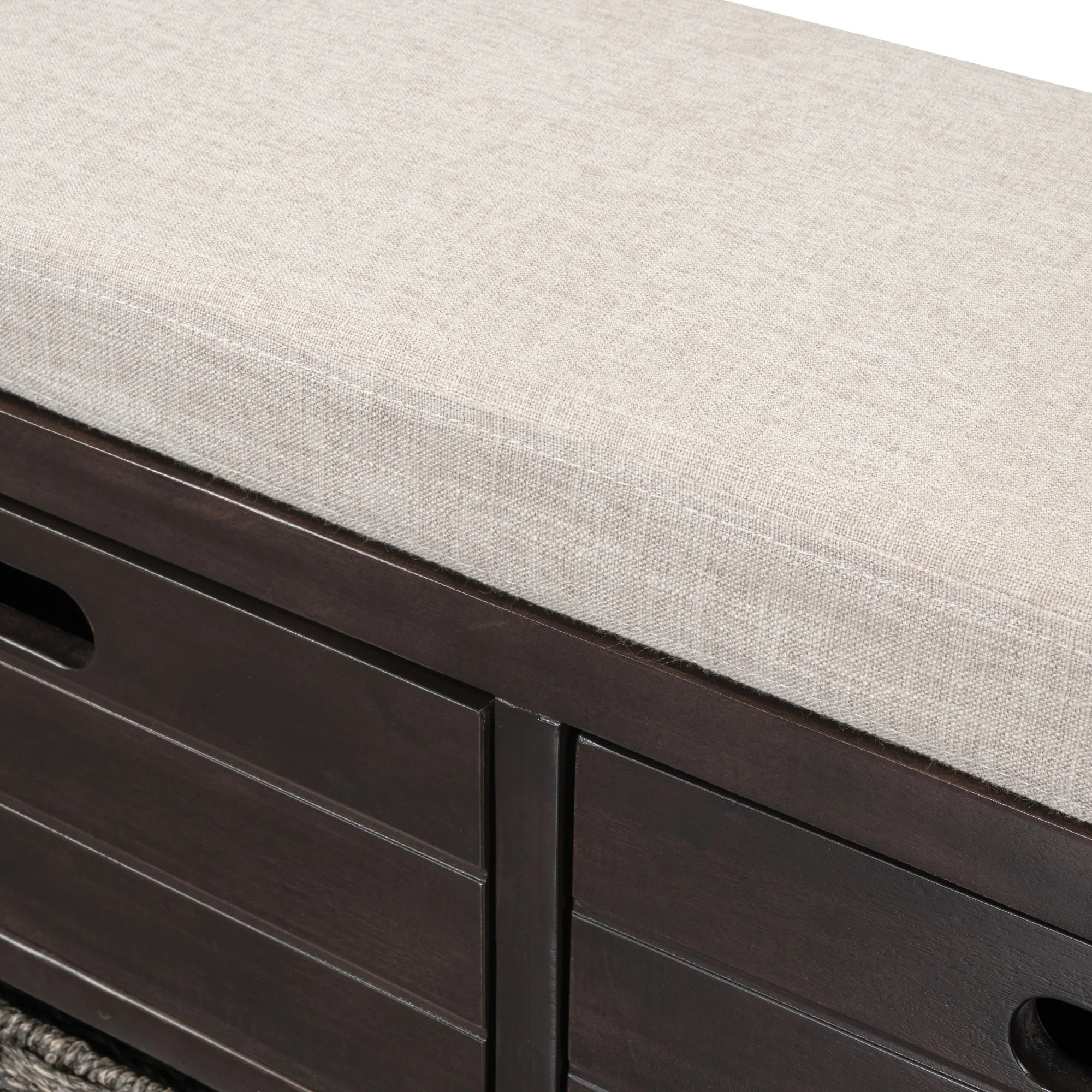 TREXM Storage Bench with Removable Basket and 2 Drawers, Fully Assembled Shoe Bench with Removable Cushion (Espresso) - Image 15