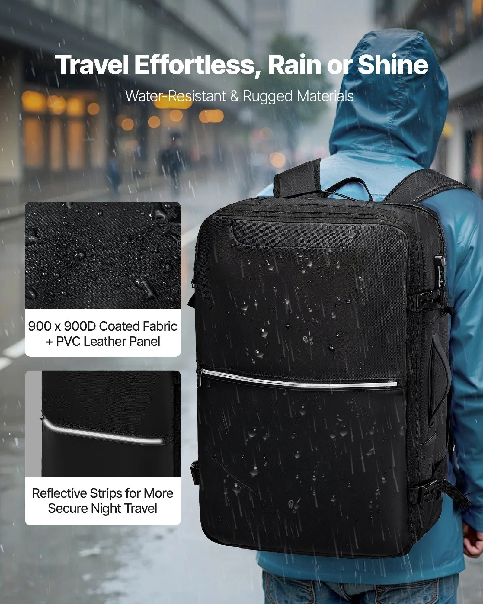 VEVOR Vacuum Travel Backpack, 80L, Expandable Vacuum Seal Compression Travel Backpack with Pump, with TSA-Approved Lock, Airback Vacpack, Water-Resistant Carry-On Suitcase Luggage, for Business, Black - Image 5