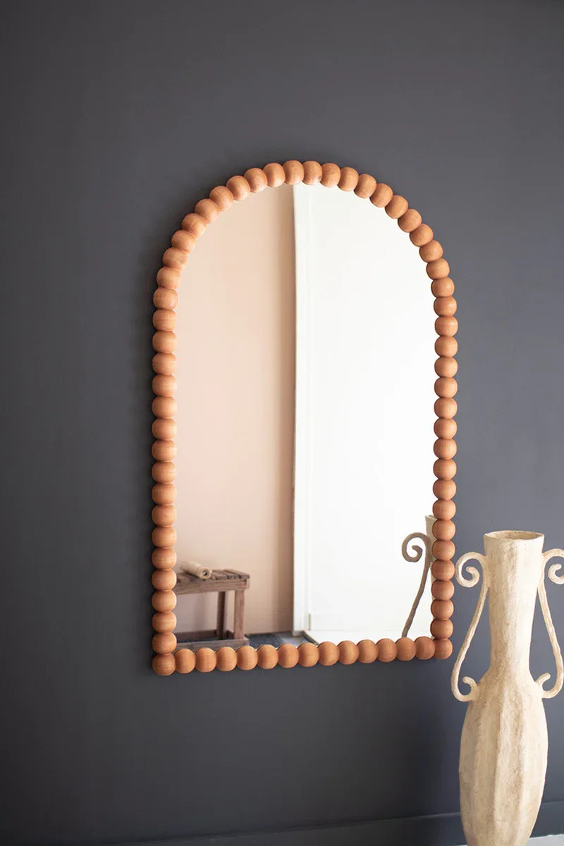 52"H Wooden Ball Arched Wall Mirror - Image 4